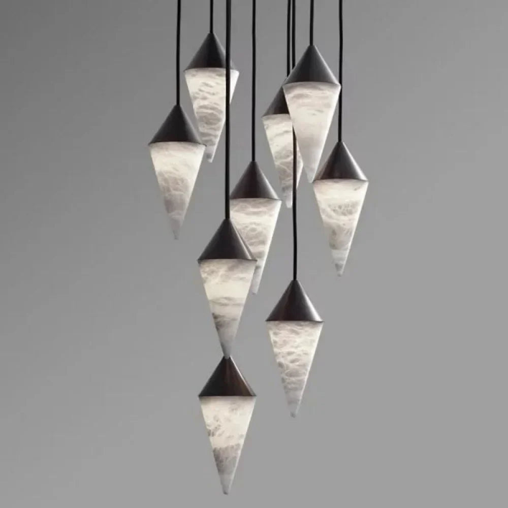 Modern Alabaster Cone Cluster Chandelier - Alabaster, Alabaster Chandelier, Alabaster lightings, Bedroom, CCCC, Chandelier, Dining & Kitchen, entryway, foyer, Hallway, Hotel, Living Room, Modern, Stairs & Foyer-1-Luxehomezone