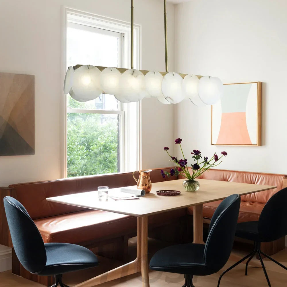 Modernity Alabaster Linear Chandelier - Alabaster, Alabaster lightings, Bedroom, Black, brass, CCCC, Chandelier, Dining & Kitchen, Dining Room, Hotel, Linear, Linear Chandelier, Living Room, metal, Modern, Modern Chandeliers, Restaurant, topalabaster1-1-Luxehomezone