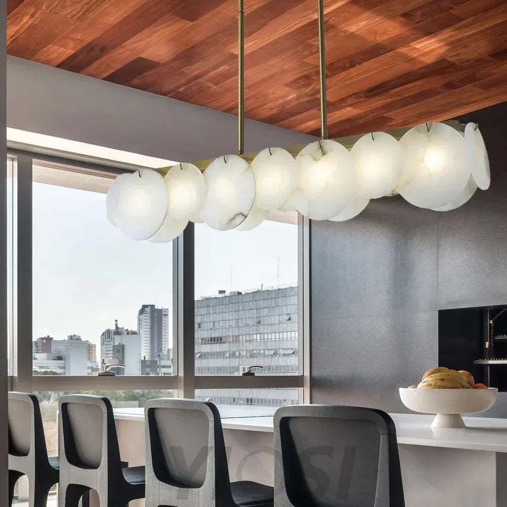 Modernity Alabaster Linear Chandelier - Alabaster, Alabaster lightings, Bedroom, Black, brass, CCCC, Chandelier, Dining & Kitchen, Dining Room, Hotel, Linear, Linear Chandelier, Living Room, metal, Modern, Modern Chandeliers, Restaurant, topalabaster1-1-Luxehomezone