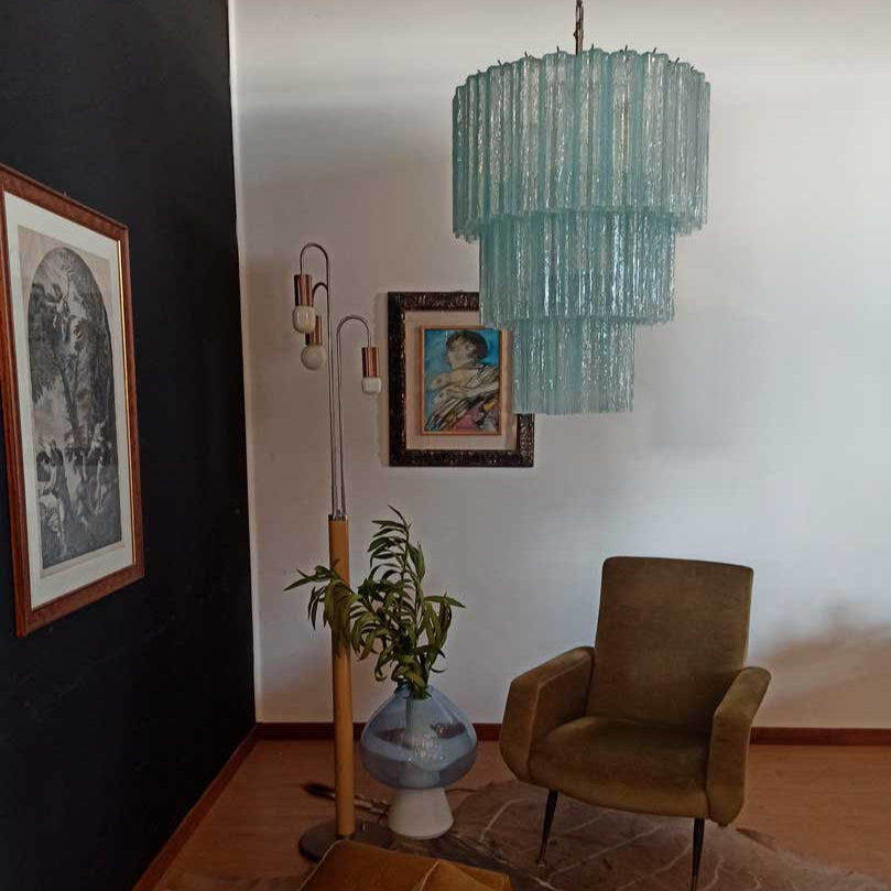 Tronchi Murano Chandelier – 52 tubes – Opal