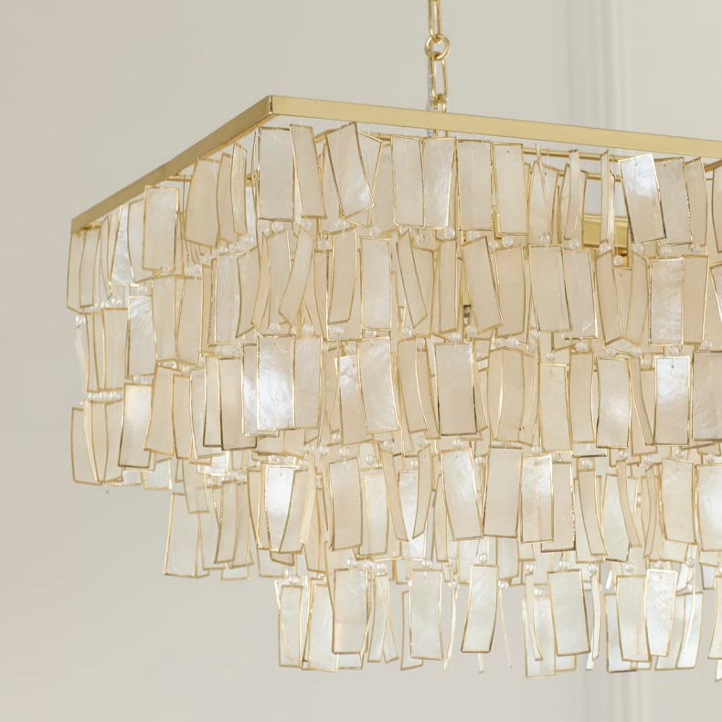 Simone 48" 6-Light Linear Capiz Shell Chandelier
