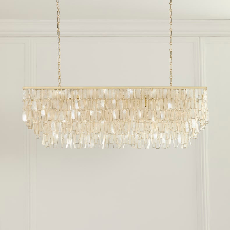 Simone 48" 6-Light Linear Capiz Shell Chandelier