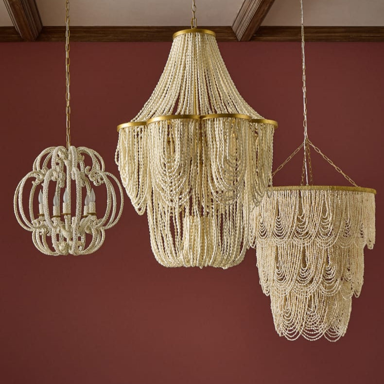 Simone Bead 3-Light Chandelier - 42.5"