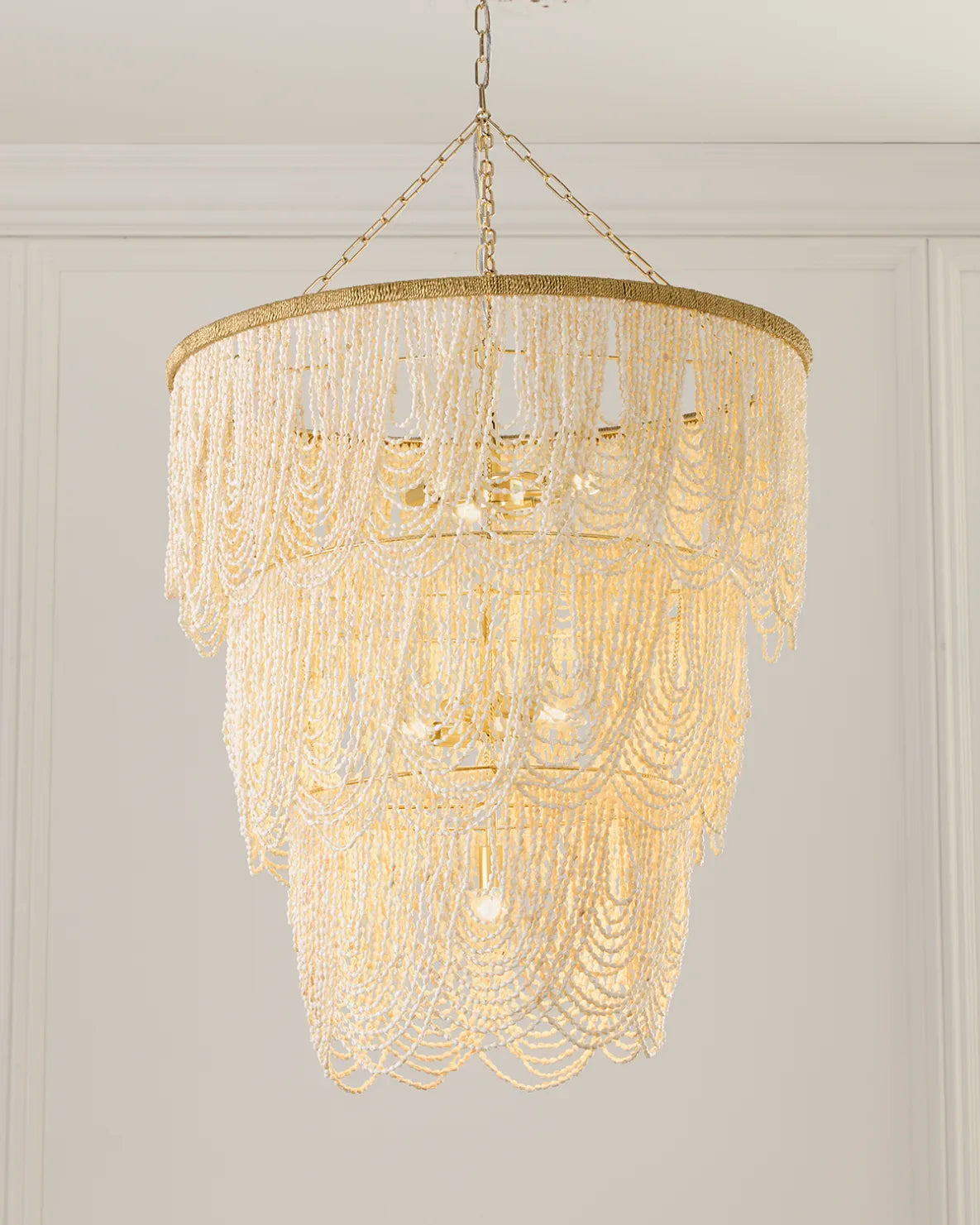 Simone 34" 4-Light Palay Shell Chandelier