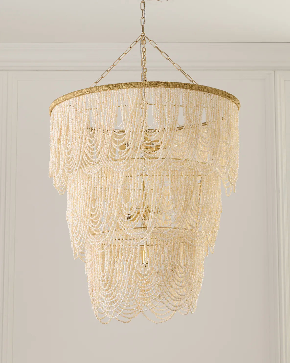Simone 34" 4-Light Palay Shell Chandelier