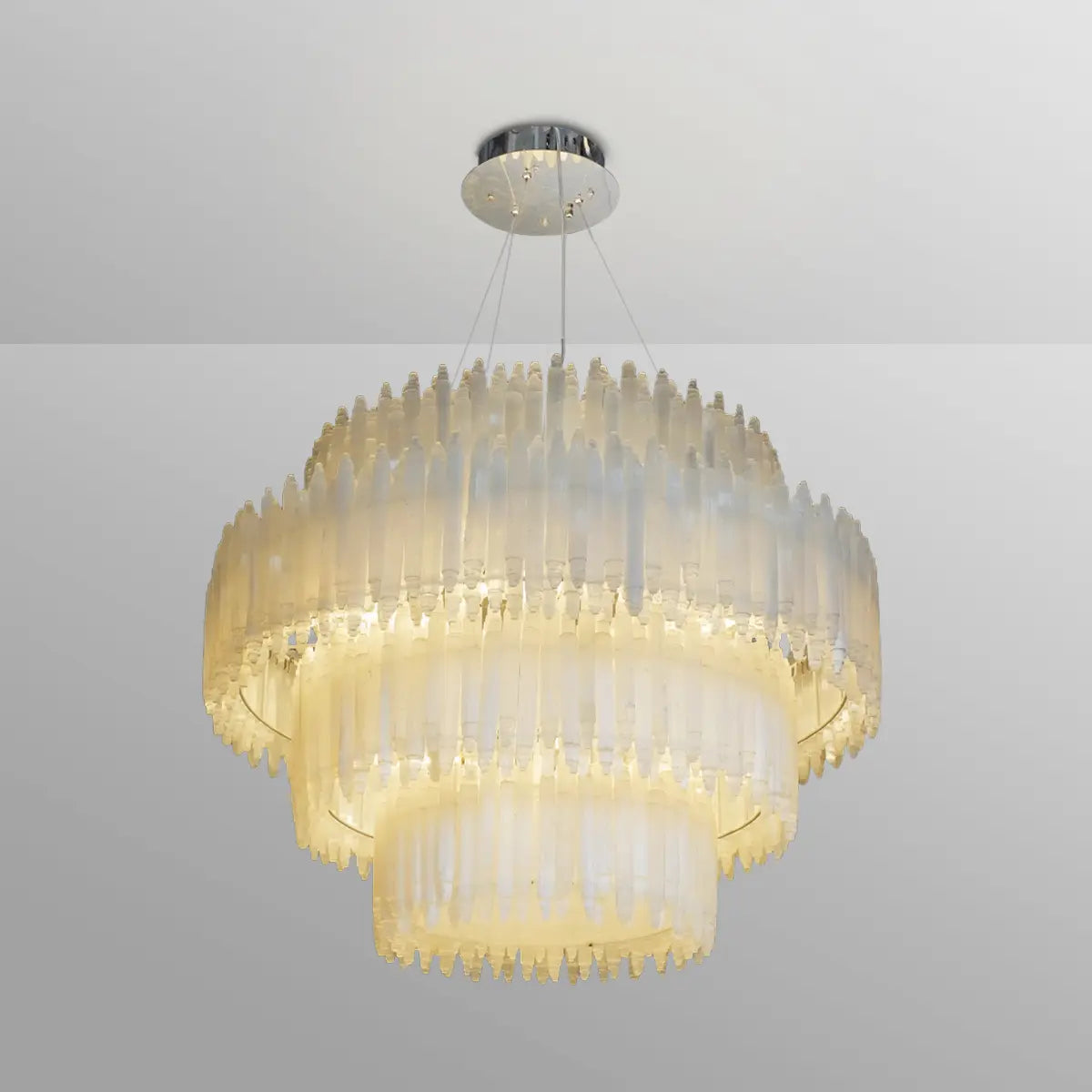 Art Selenite Layer Round Chandelier - Chandelier, Living Room, Selenite Series- Chandelier1-Luxehomezone