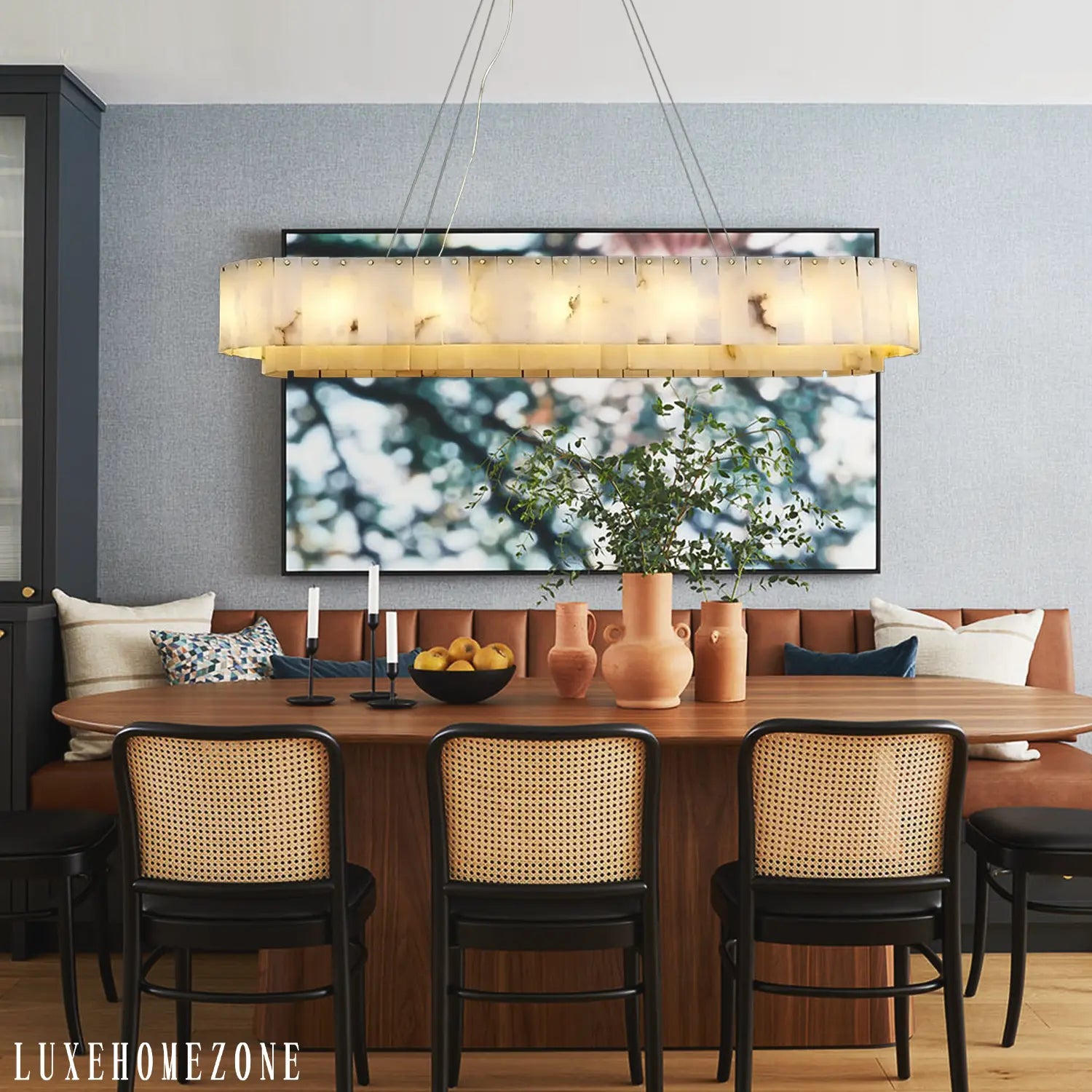 Alabaster Rectangular Chandelier L54" - Fast Delivery-1-Luxehomezone