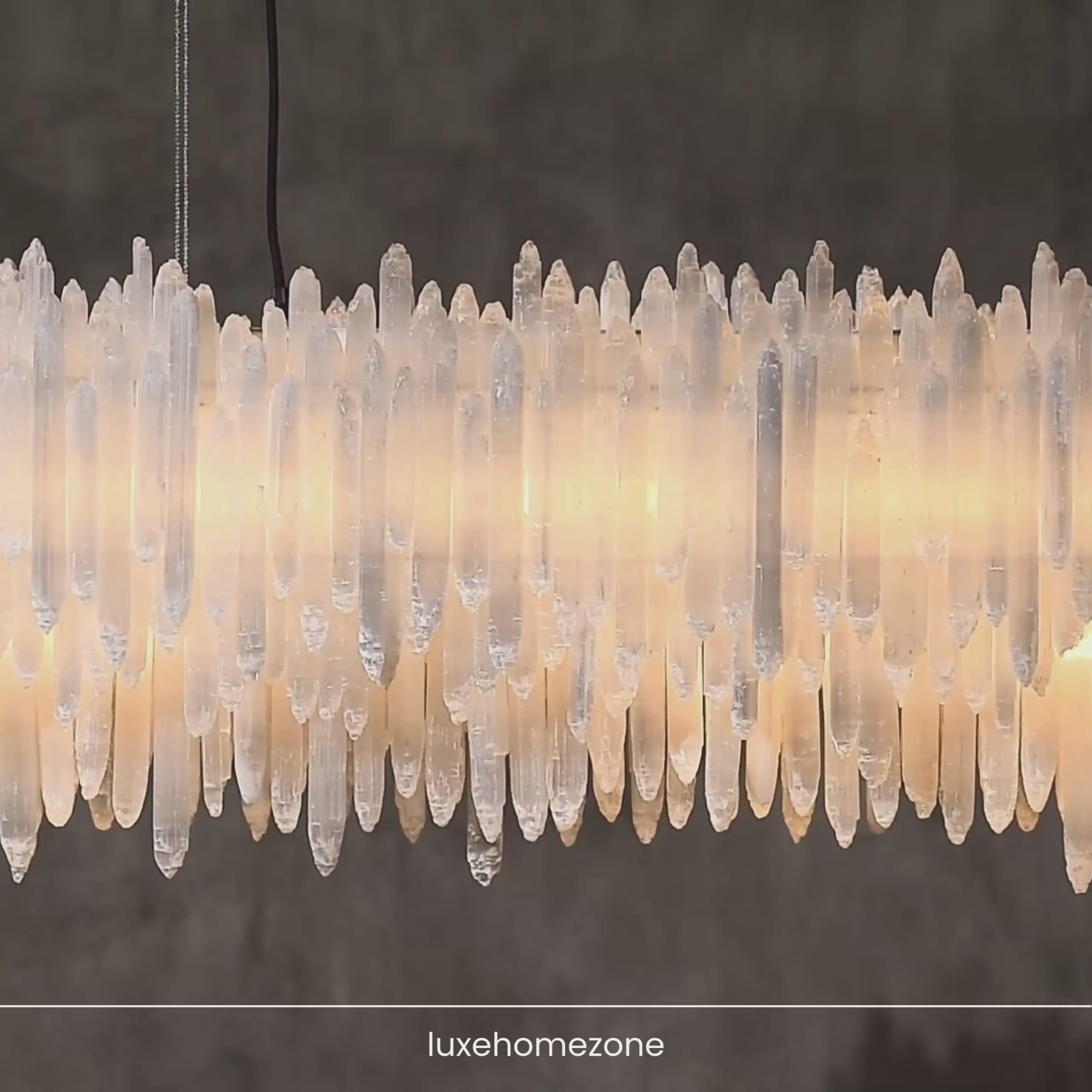 Selenite Layer Rectangular Chandelier 54" 72"