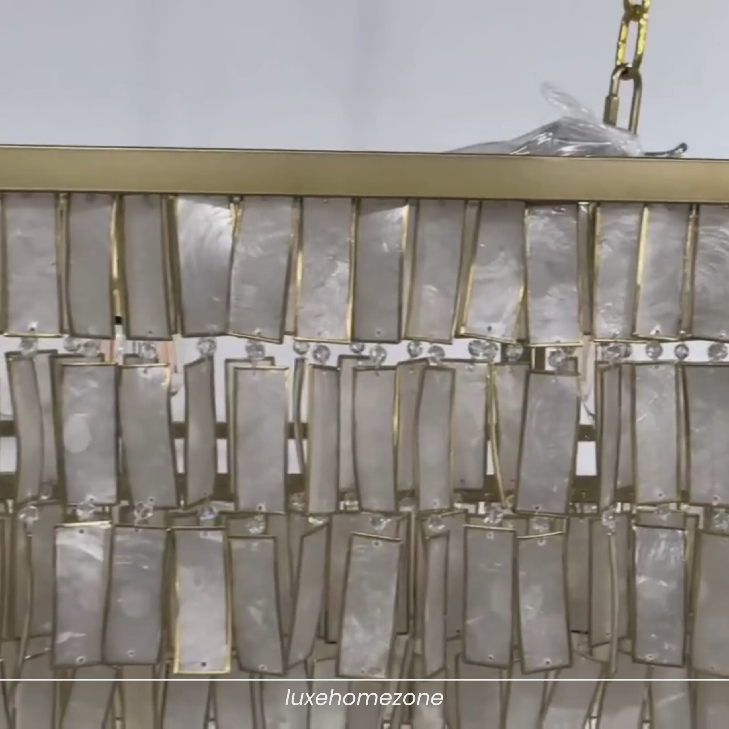 Simone 48" 6-Light Linear Capiz Shell Chandelier