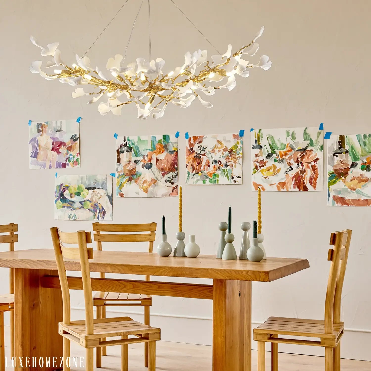 Ginkgo Rectangle Chandelier 55"
