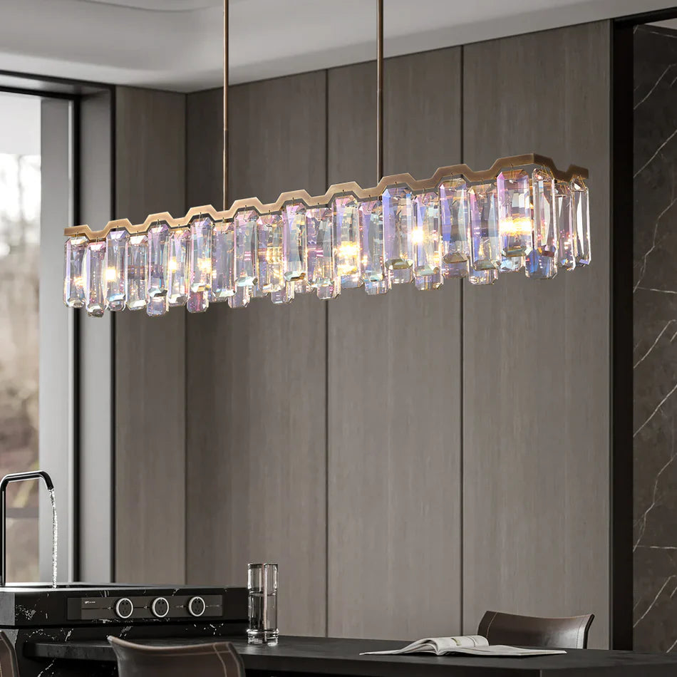 Colorful Crystal Accent Linear Chandelier