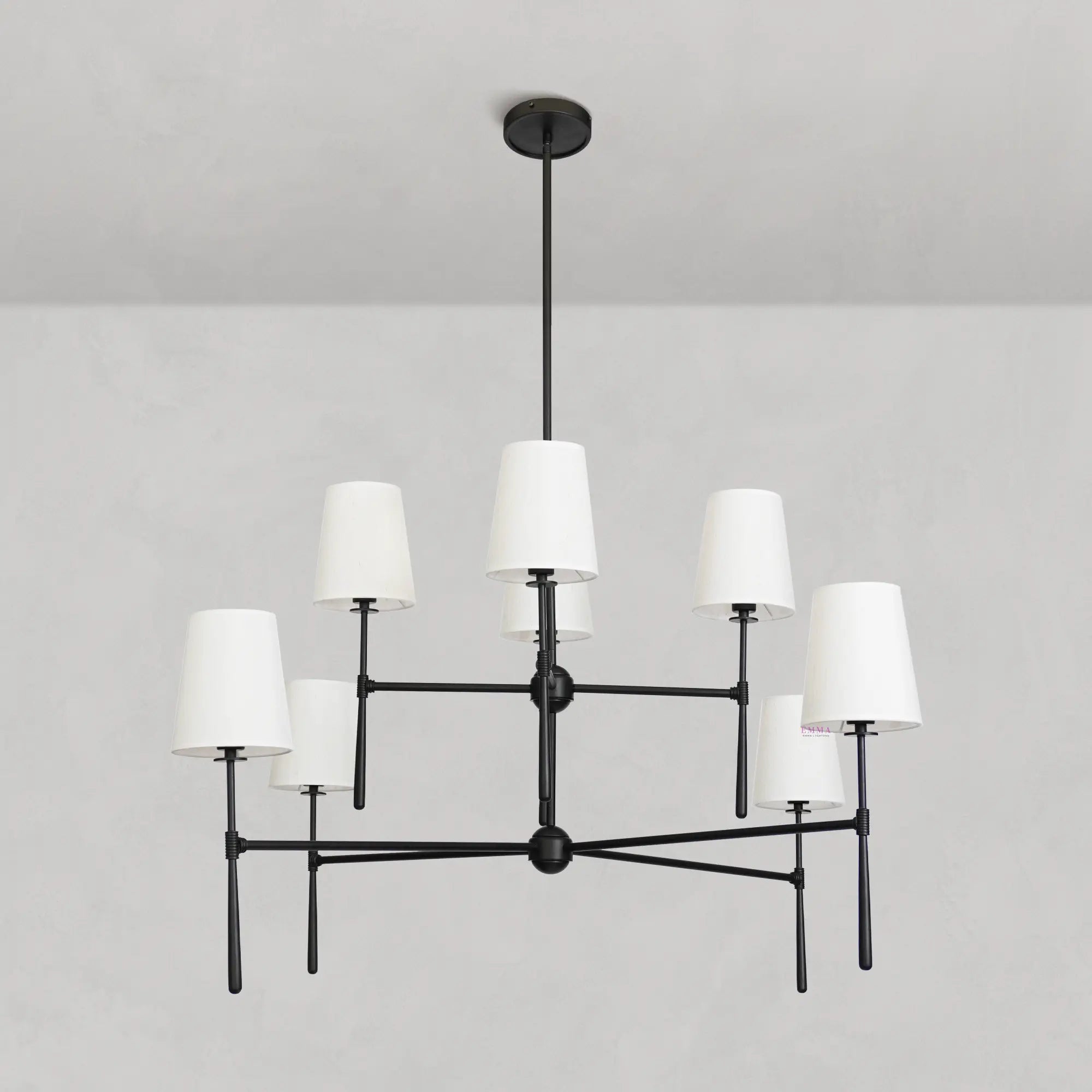 Art Fabric Lamp Shade Rhode 2-Tier Round Chandelier 48" - Best Sellers, Chandelier, Rhode Series- Chandelier1-Luxehomezone