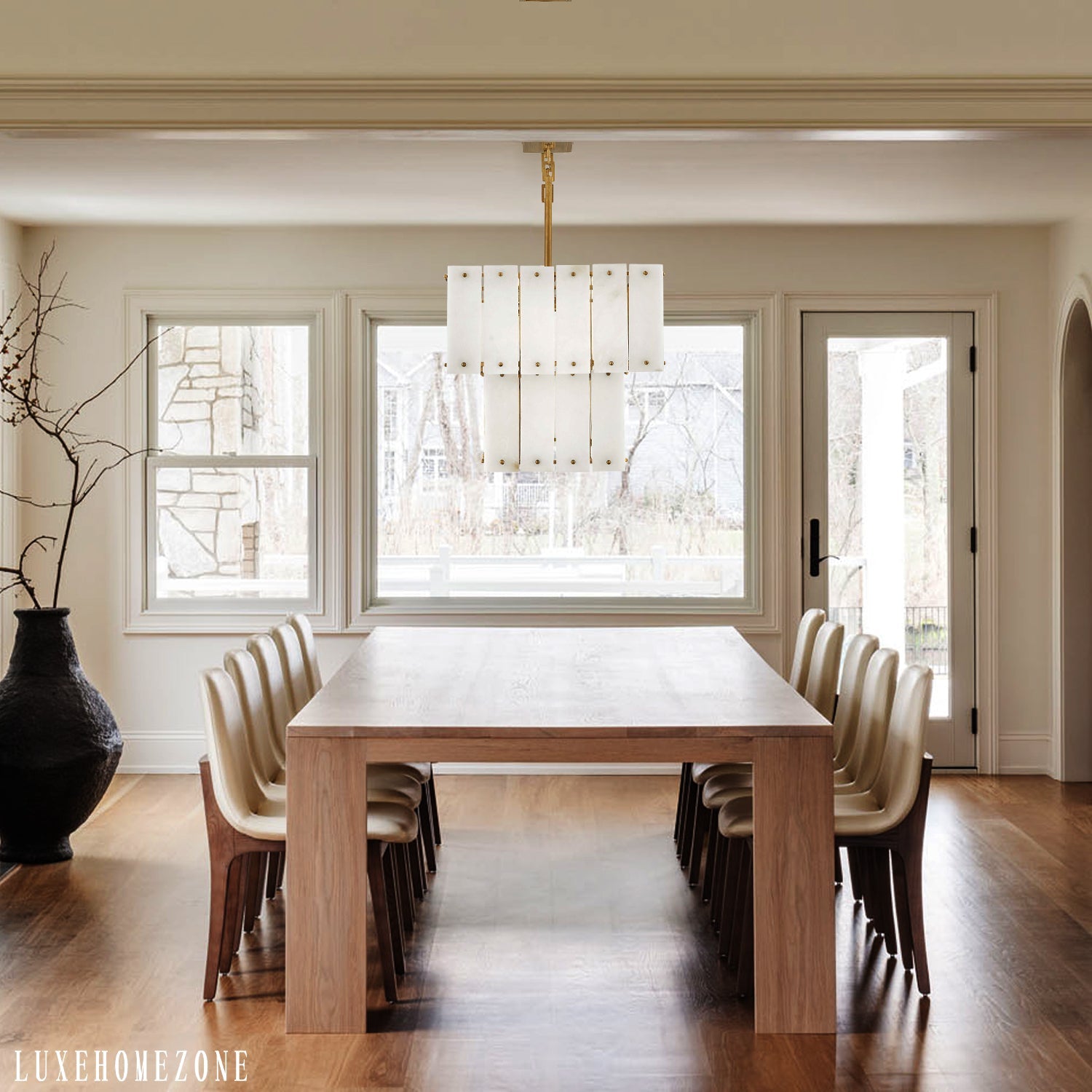 Rancho Alabaster 2-Tier Rectangle Chandelier 48"