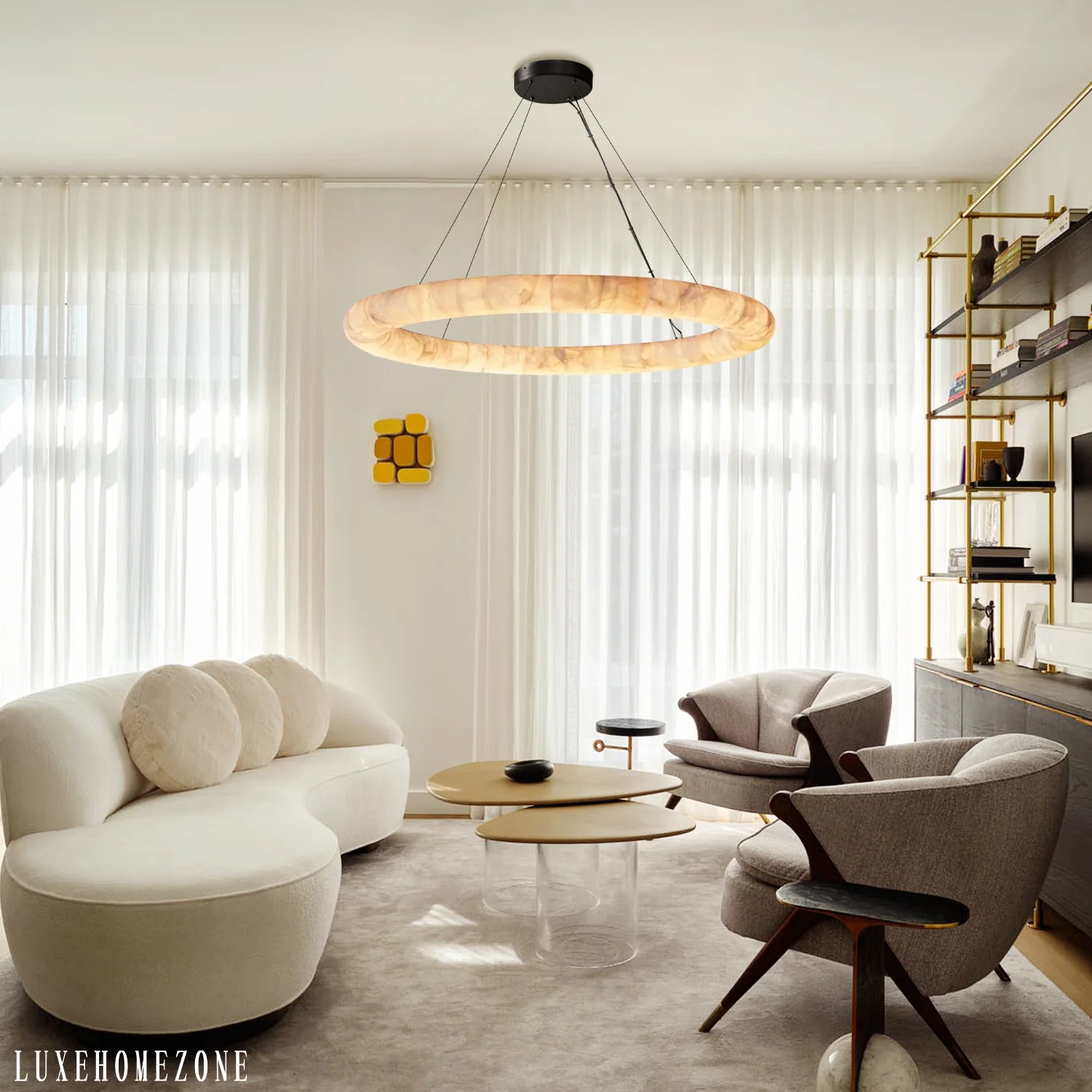 Lisse Alabaster Round Chandelier 30" 40" 60"