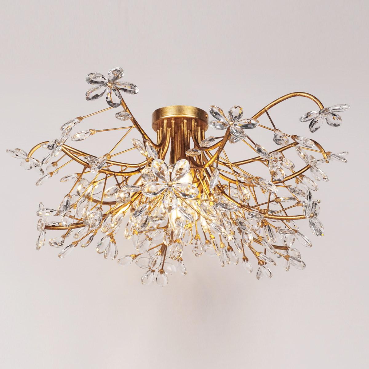 Crystal Flowers Fiore Flushmount - All Products, Bedroom, Best Sellers, Branch, Dinner Room, Fiore Series, Flushmounts, Ins Review- Flushmount1-Luxehomezone