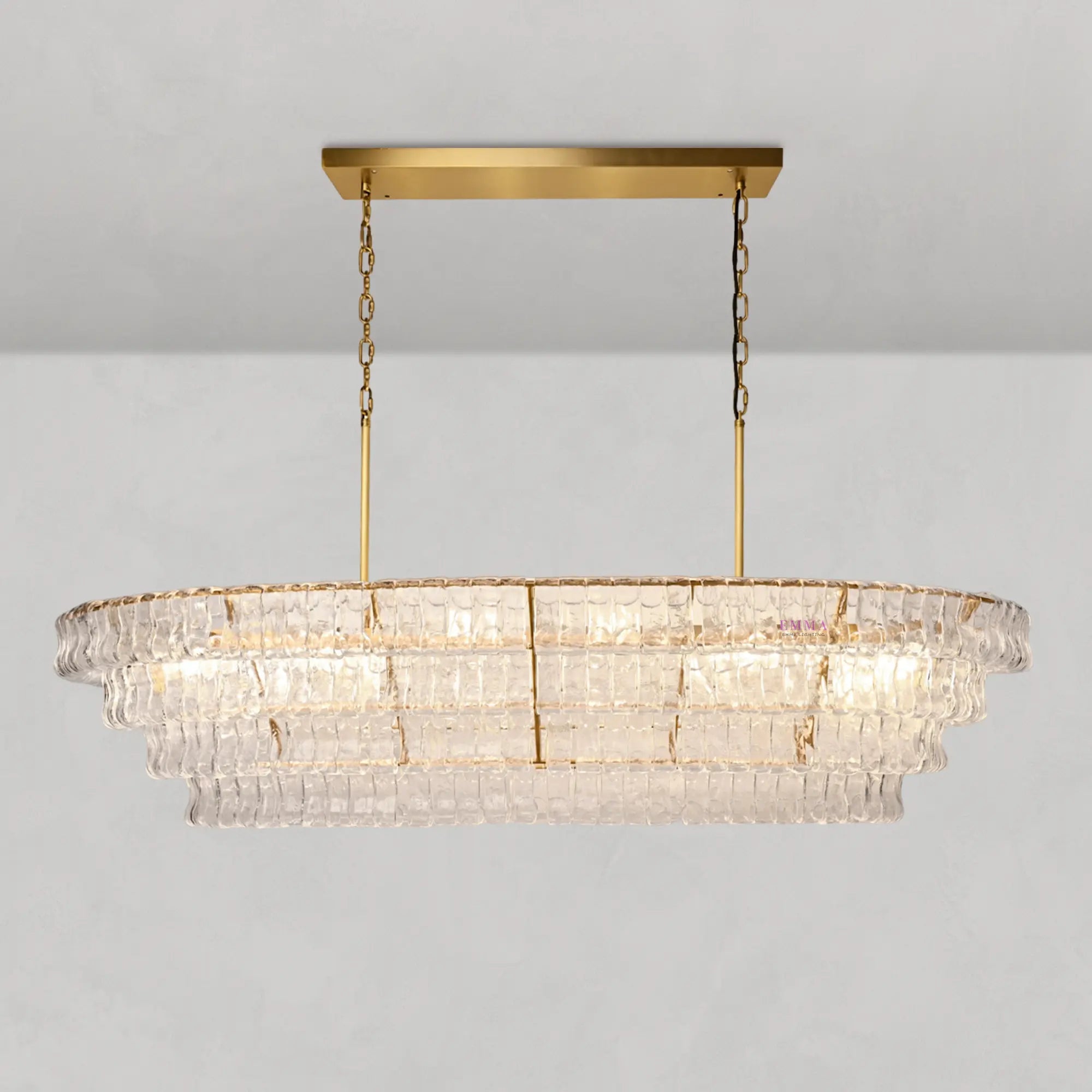 Art Glass Ghiaccio Oval Chandelier - All Products, Best Sellers, Chandelier, Ghiaccio Series, Glass- Chandelier1-Luxehomezone