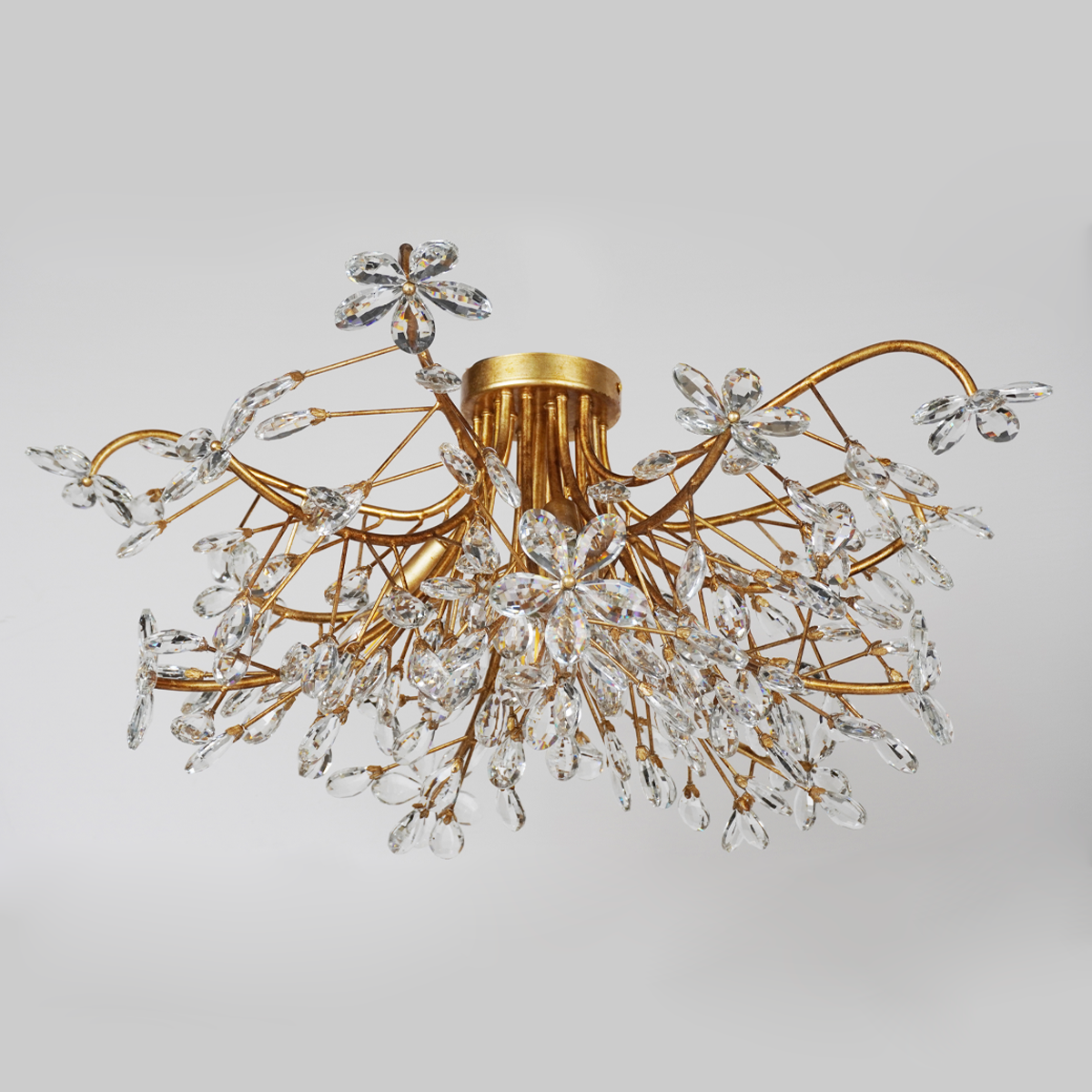 Crystal Flowers Fiore Flushmount - All Products, Bedroom, Best Sellers, Branch, Dinner Room, Fiore Series, Flushmounts, Ins Review- Flushmount1-Luxehomezone