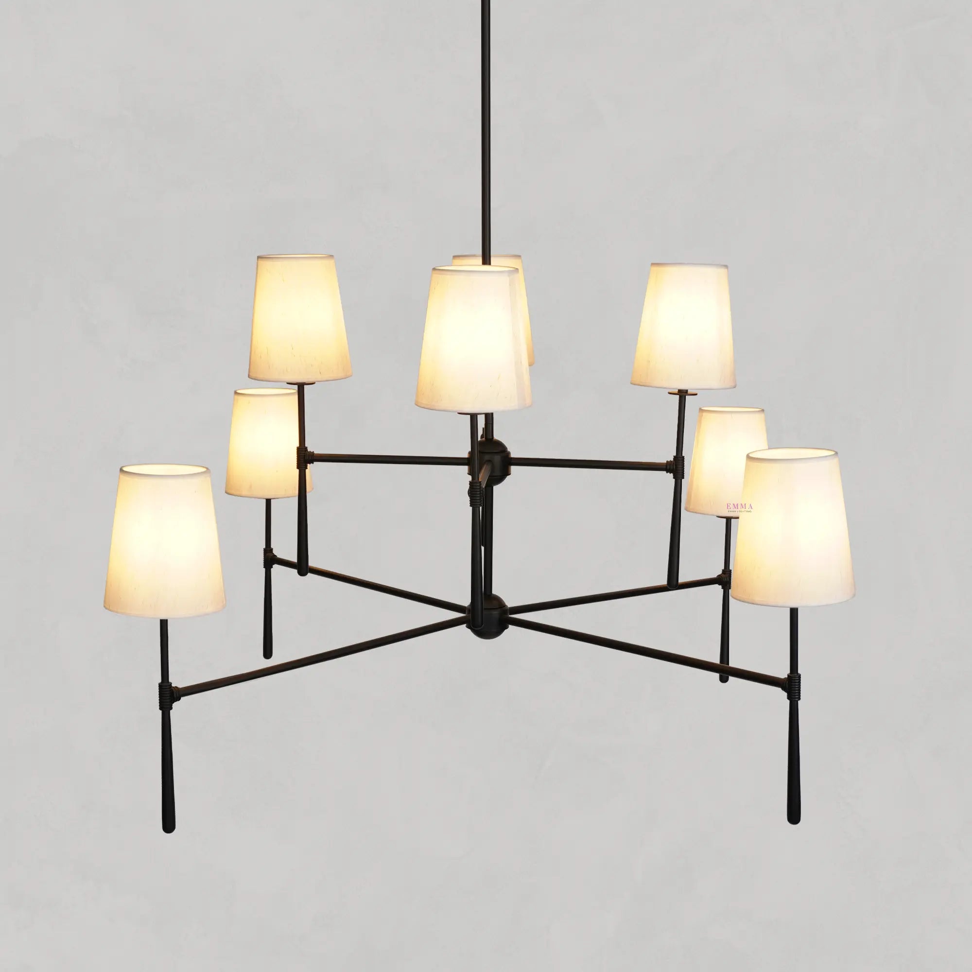 Art Fabric Lamp Shade Rhode 2-Tier Round Chandelier 48" - Best Sellers, Chandelier, Rhode Series- Chandelier1-Luxehomezone