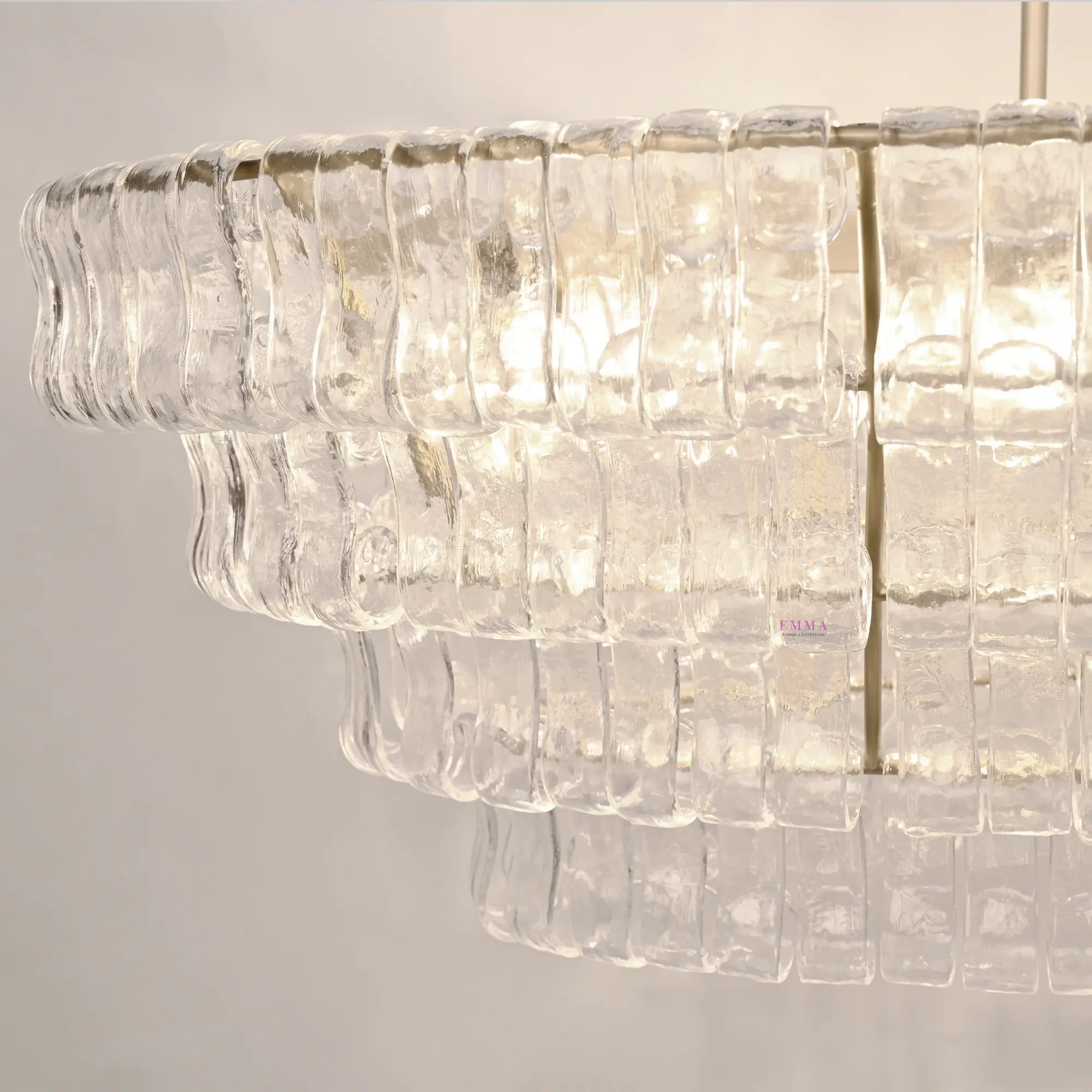 Art Glass Ghiaccio Oval Chandelier - All Products, Best Sellers, Chandelier, Ghiaccio Series, Glass- Chandelier1-Luxehomezone
