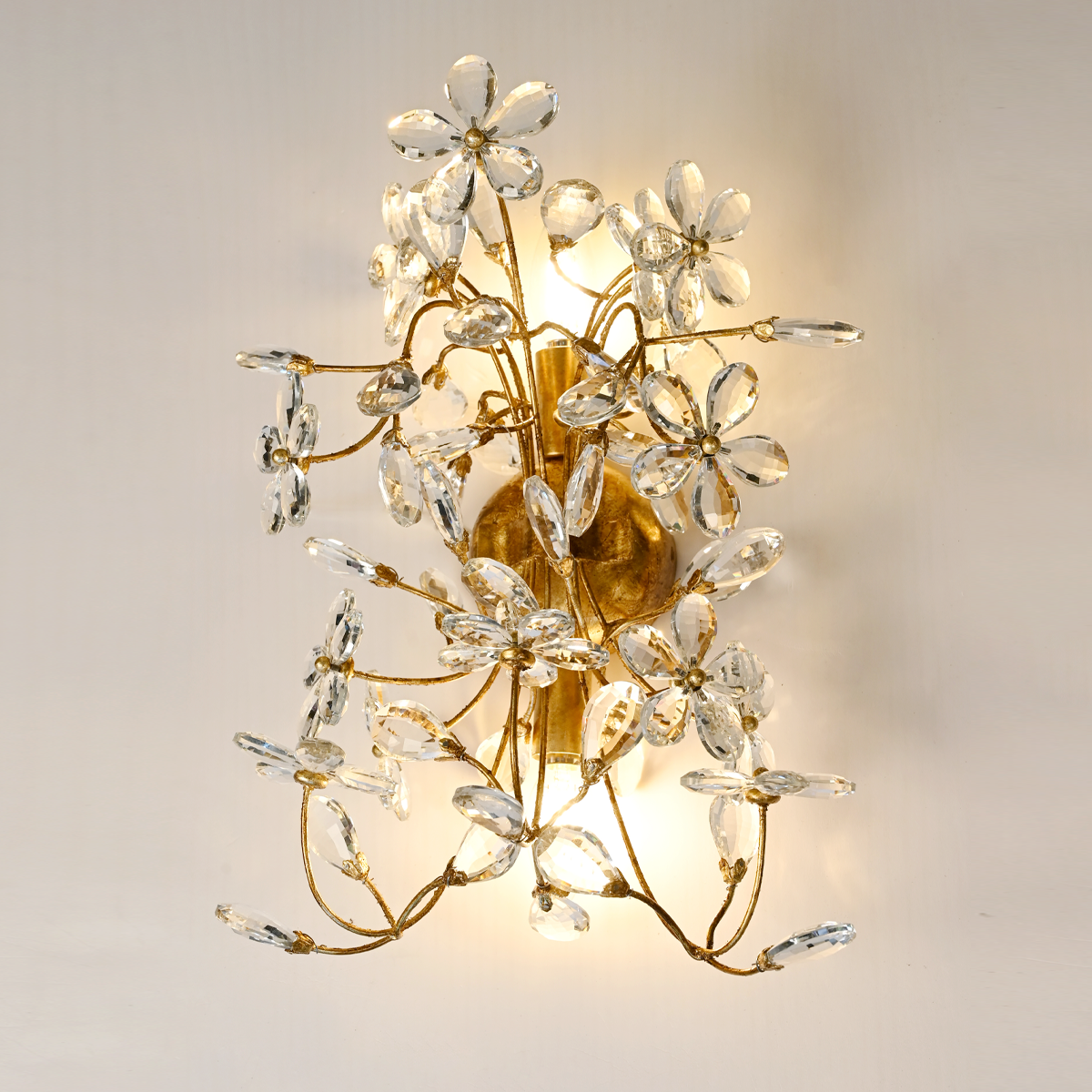 Crystal Flowers Fiore 2-Light Wall Sconce - All Products, Bedroom, Branch, Crystal, Dinner Room, Fiore Series, Ins Review, Wall Sconce- Wall Sconce1-Luxehomezone
