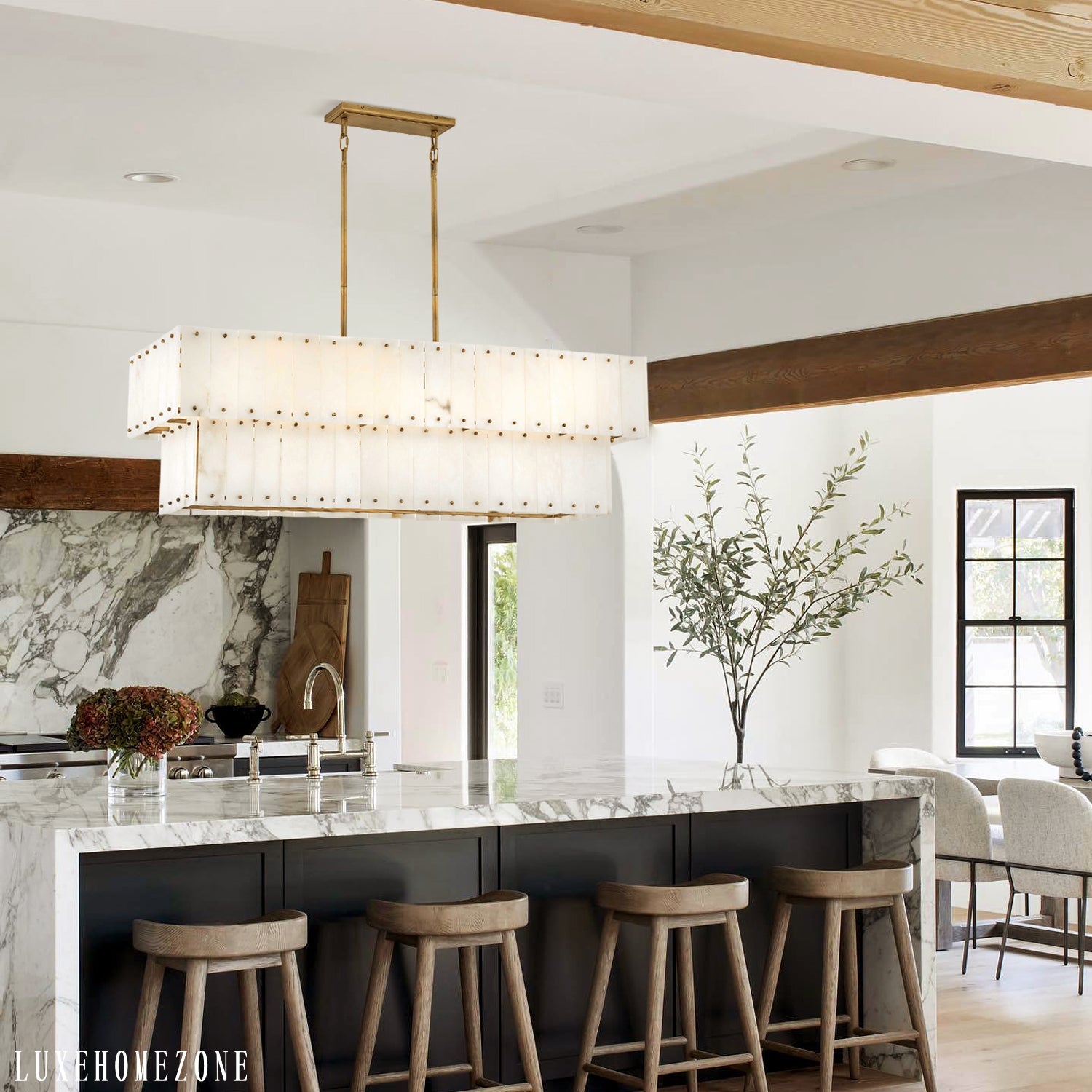 Rancho Alabaster 2-Tier Rectangle Chandelier 48"