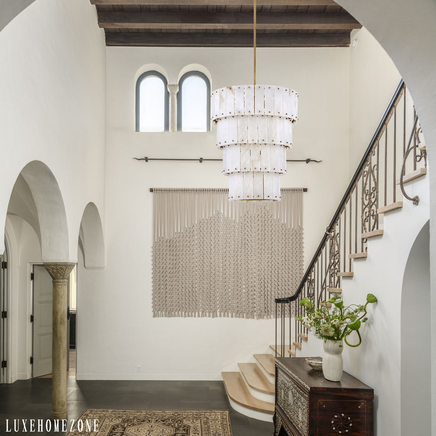 Rancho Alabaster 4-Tier Round Chandelier 24"