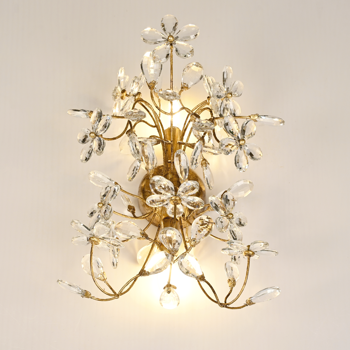 Crystal Flowers Fiore 2-Light Wall Sconce - All Products, Bedroom, Branch, Crystal, Dinner Room, Fiore Series, Ins Review, Wall Sconce- Wall Sconce1-Luxehomezone