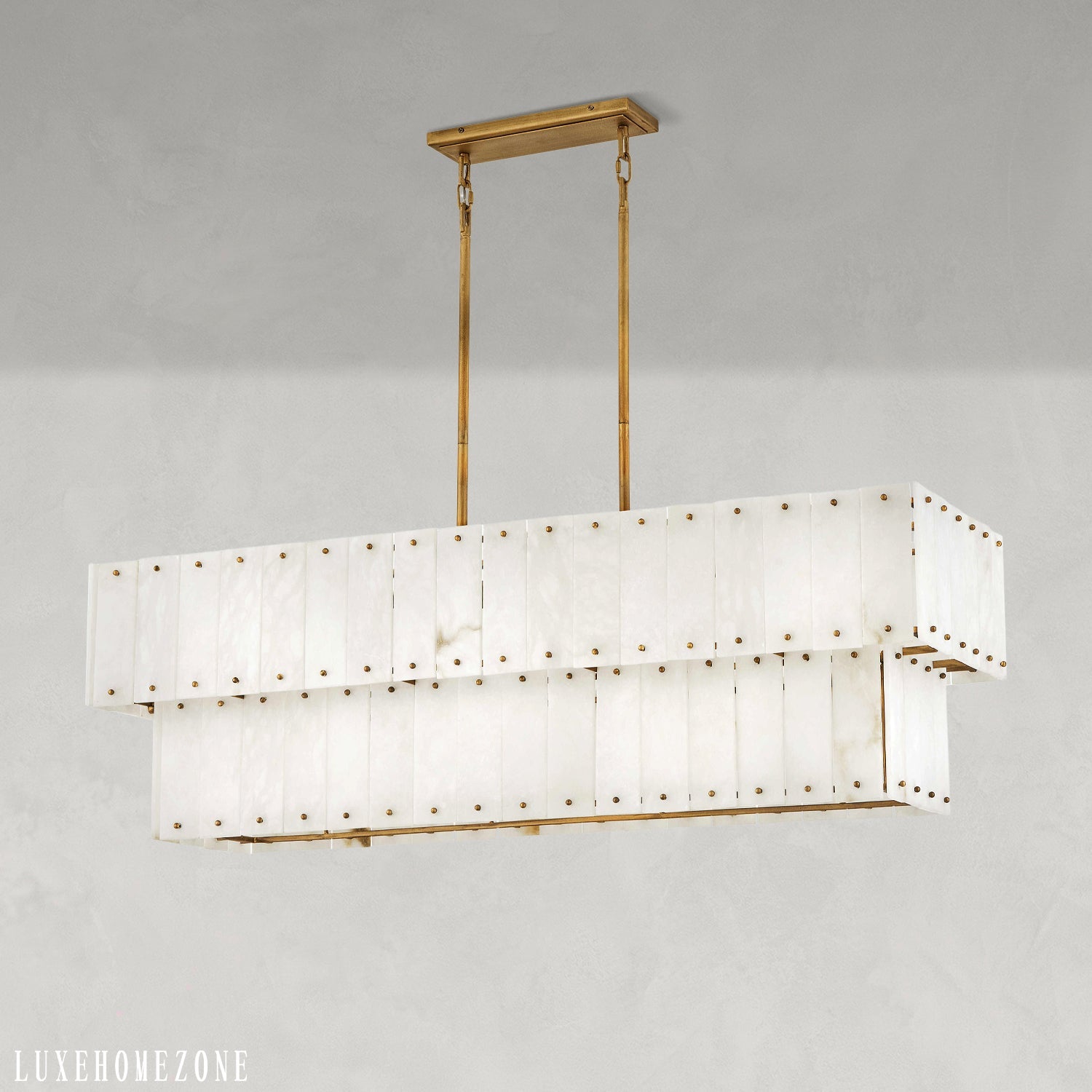 Rancho Alabaster 2-Tier Rectangle Chandelier 48"