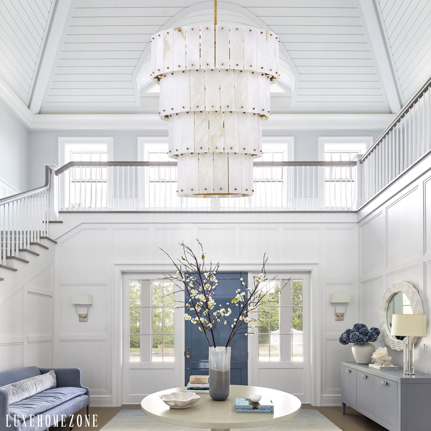 Rancho Alabaster 4-Tier Round Chandelier 24"