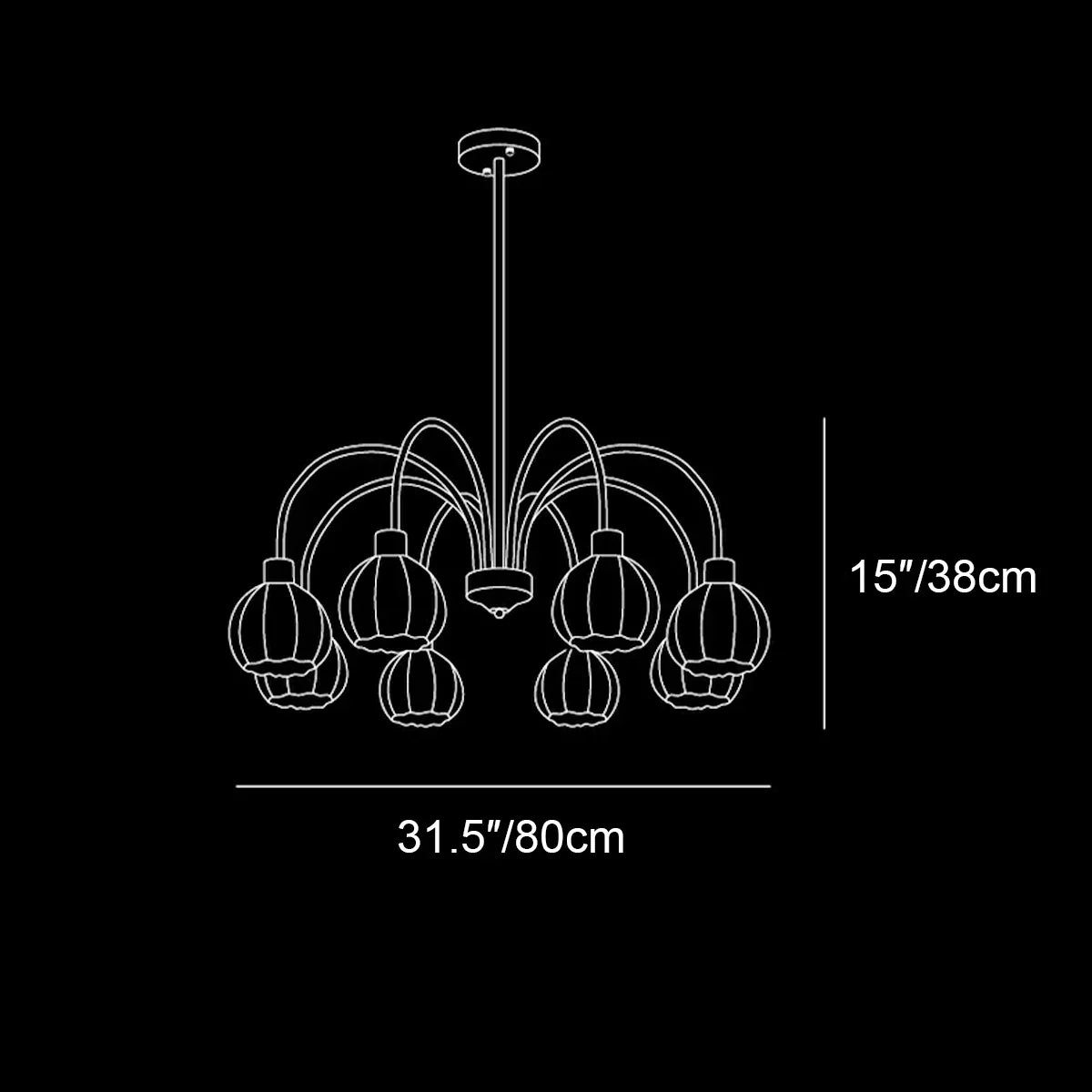 Golden Pumpkin Glass Chandelier with 3/5/6/8 heads