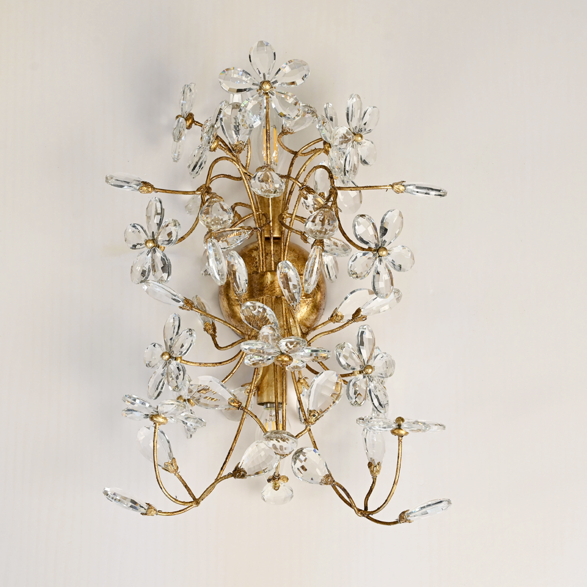 Crystal Flowers Fiore 2-Light Wall Sconce - All Products, Bedroom, Branch, Crystal, Dinner Room, Fiore Series, Ins Review, Wall Sconce- Wall Sconce1-Luxehomezone