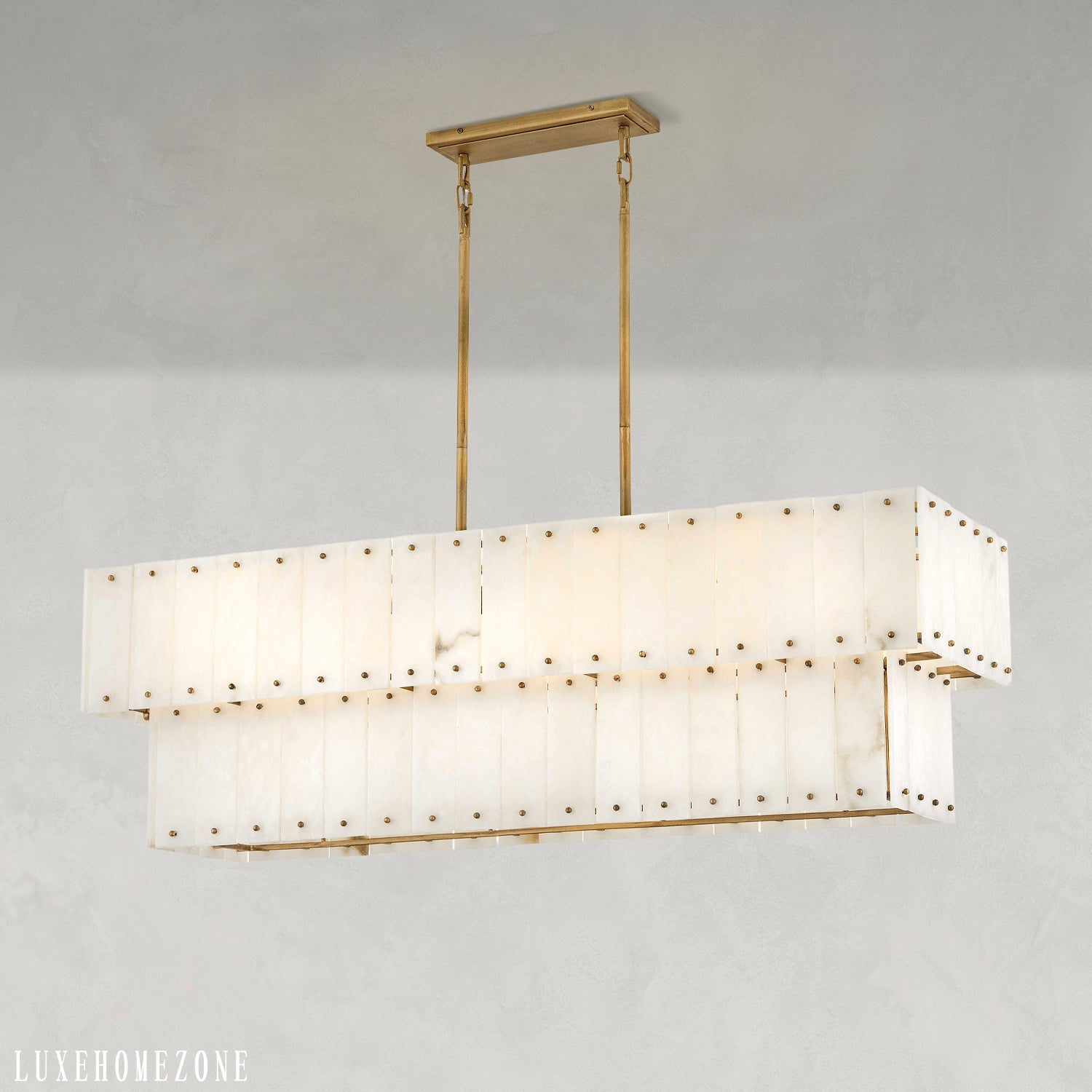 Rancho Alabaster 2-Tier Rectangle Chandelier 48"
