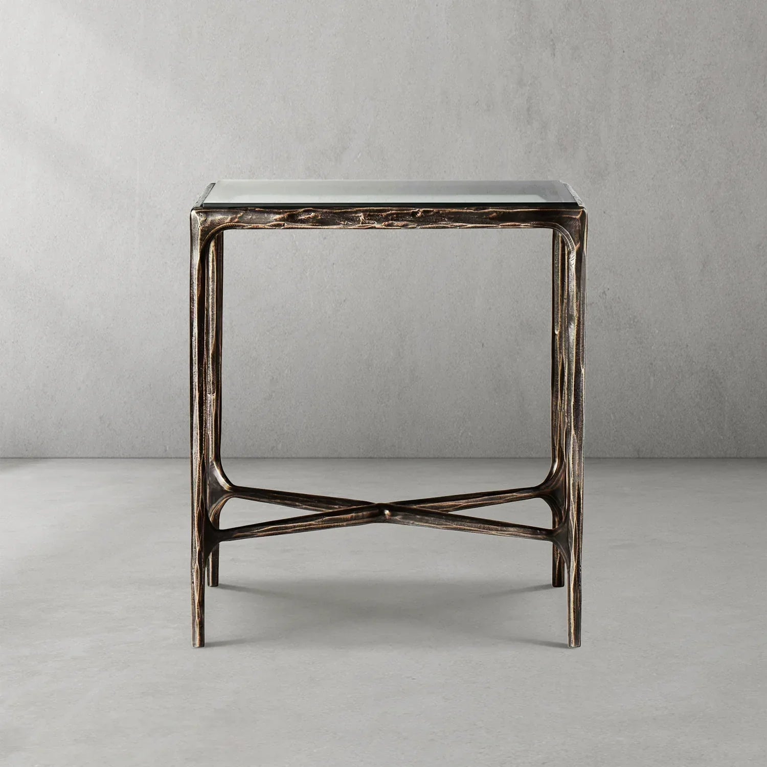 Thaddeus Glass Square Side Table 18" 22"