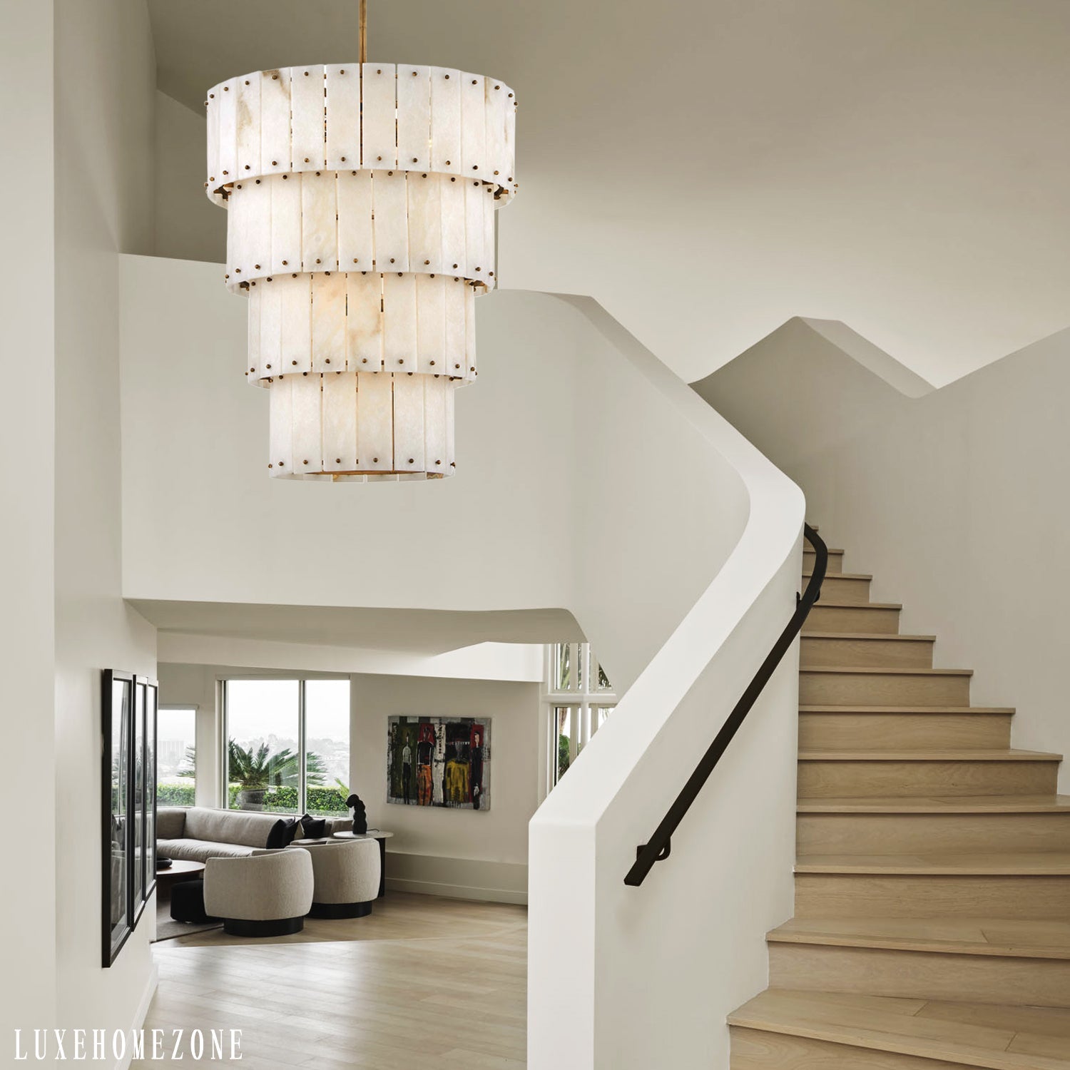 Rancho Alabaster 4-Tier Round Chandelier 24"