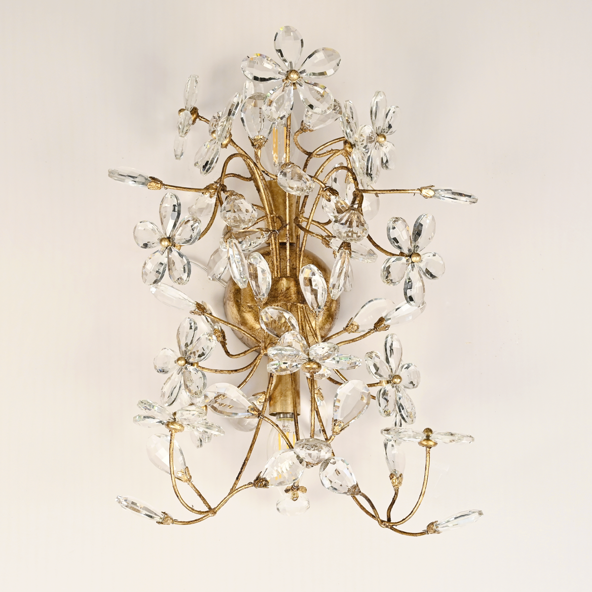 Crystal Flowers Fiore 2-Light Wall Sconce - All Products, Bedroom, Branch, Crystal, Dinner Room, Fiore Series, Ins Review, Wall Sconce- Wall Sconce1-Luxehomezone