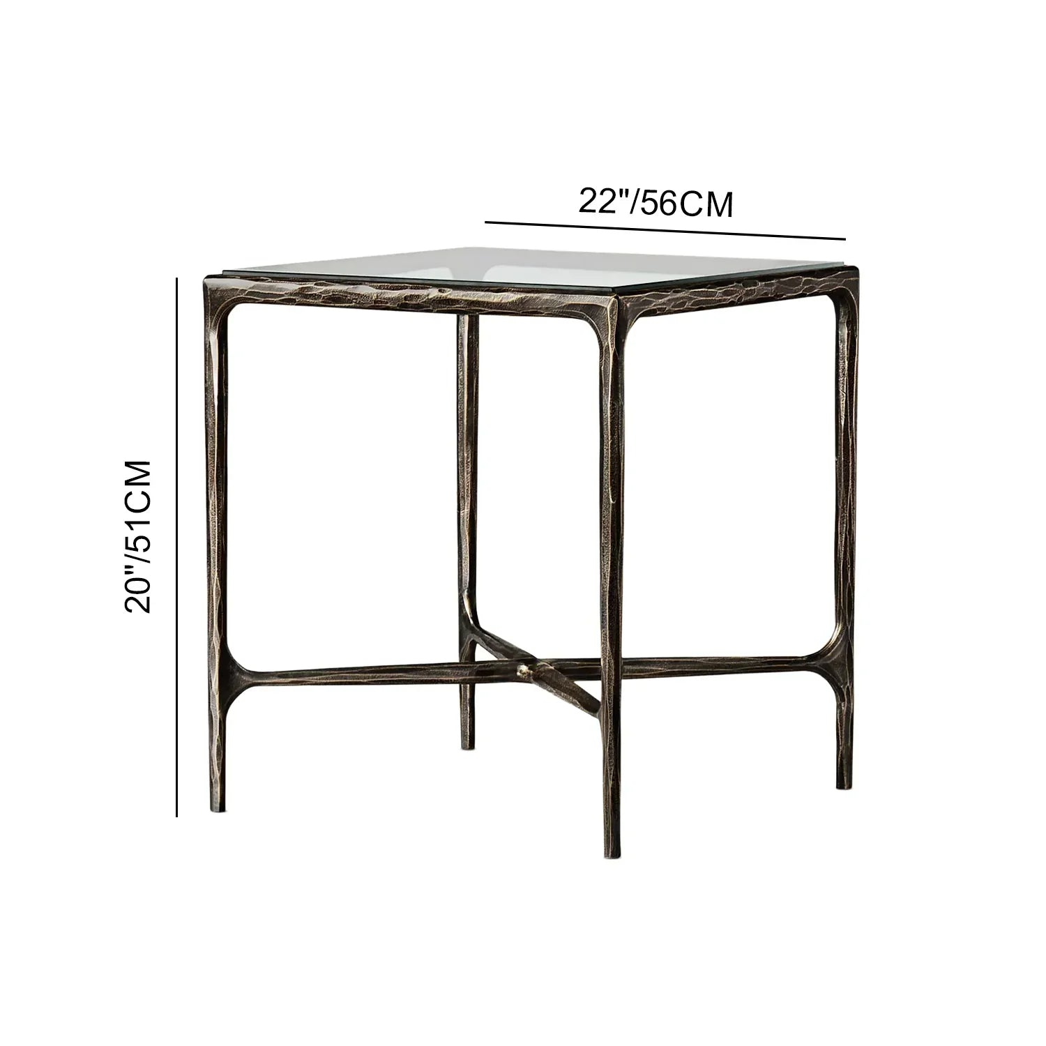 Thaddeus Glass Square Side Table 18" 22"