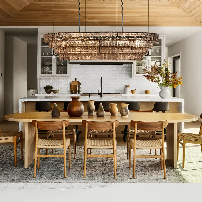 Art Glass Ghiaccio Oval Chandelier - All Products, Best Sellers, Chandelier, Ghiaccio Series, Glass- Chandelier1-Luxehomezone