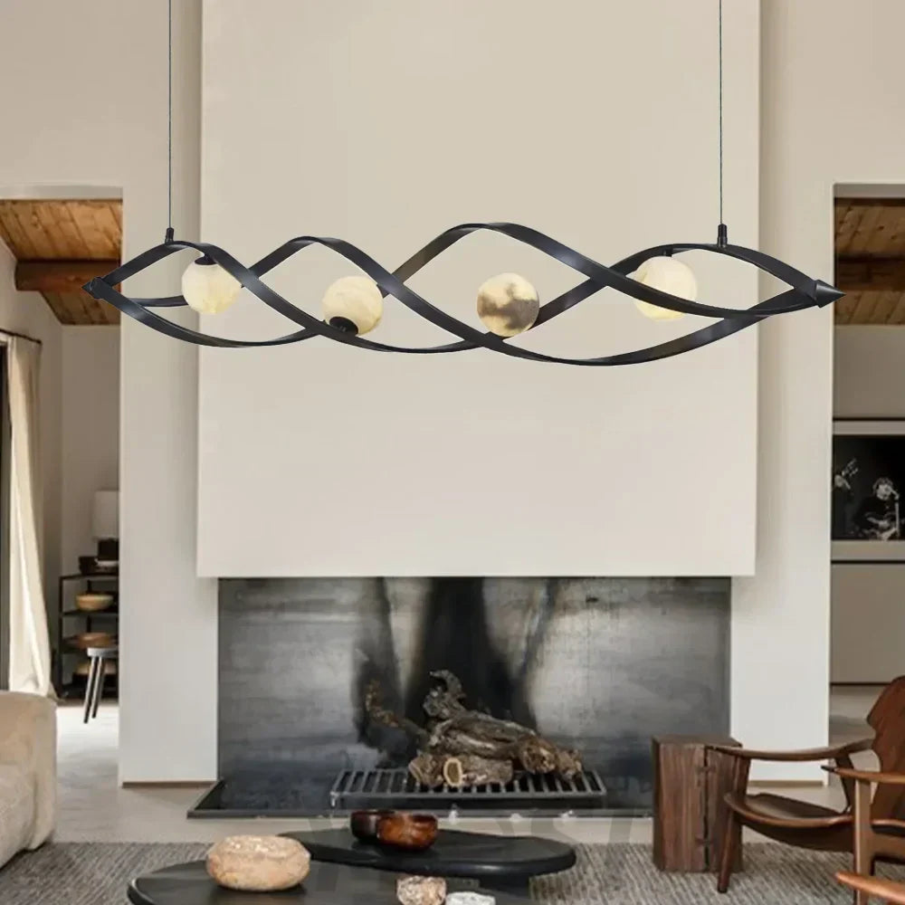 Spiral Alabaster Modern Chandelier - Alabaster, alabaster2024, Bedroom, Chandelier, Dining Room, Entry, Hallway, Kitchen, Living Room, Modern, Restaurant, Spiral-1-Luxehomezone