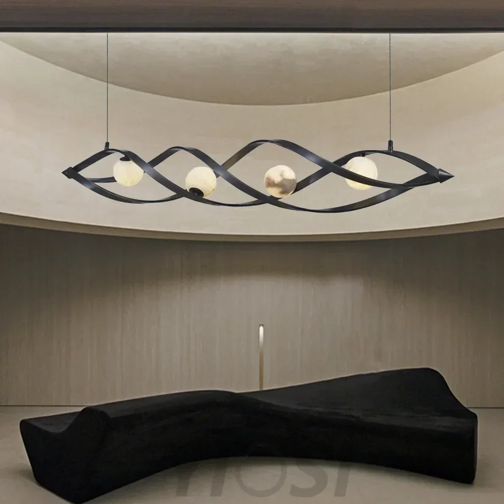 Spiral Alabaster Modern Chandelier - Alabaster, alabaster2024, Bedroom, Chandelier, Dining Room, Entry, Hallway, Kitchen, Living Room, Modern, Restaurant, Spiral-1-Luxehomezone