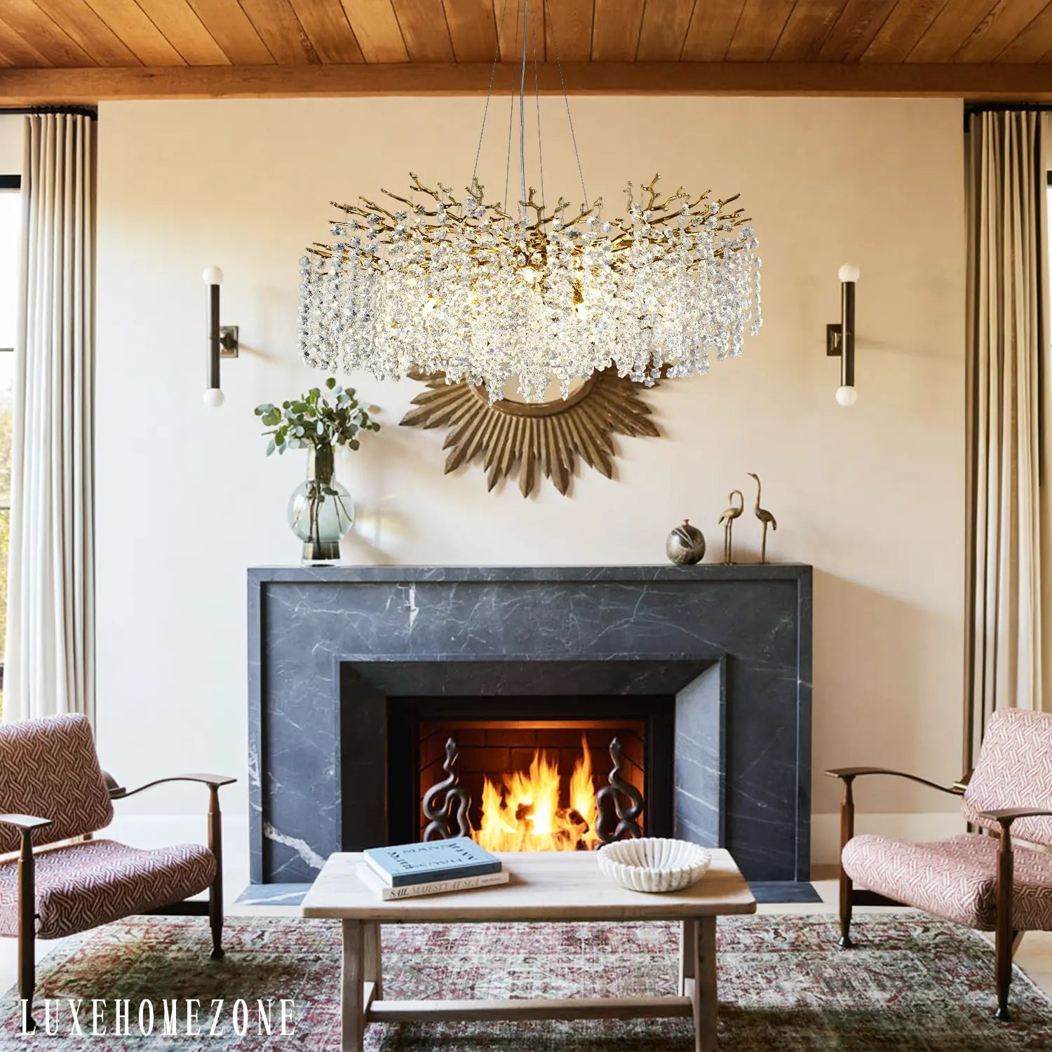 Solara Round Tree Branch Chandelier 30" 40" 55" Tree Branch