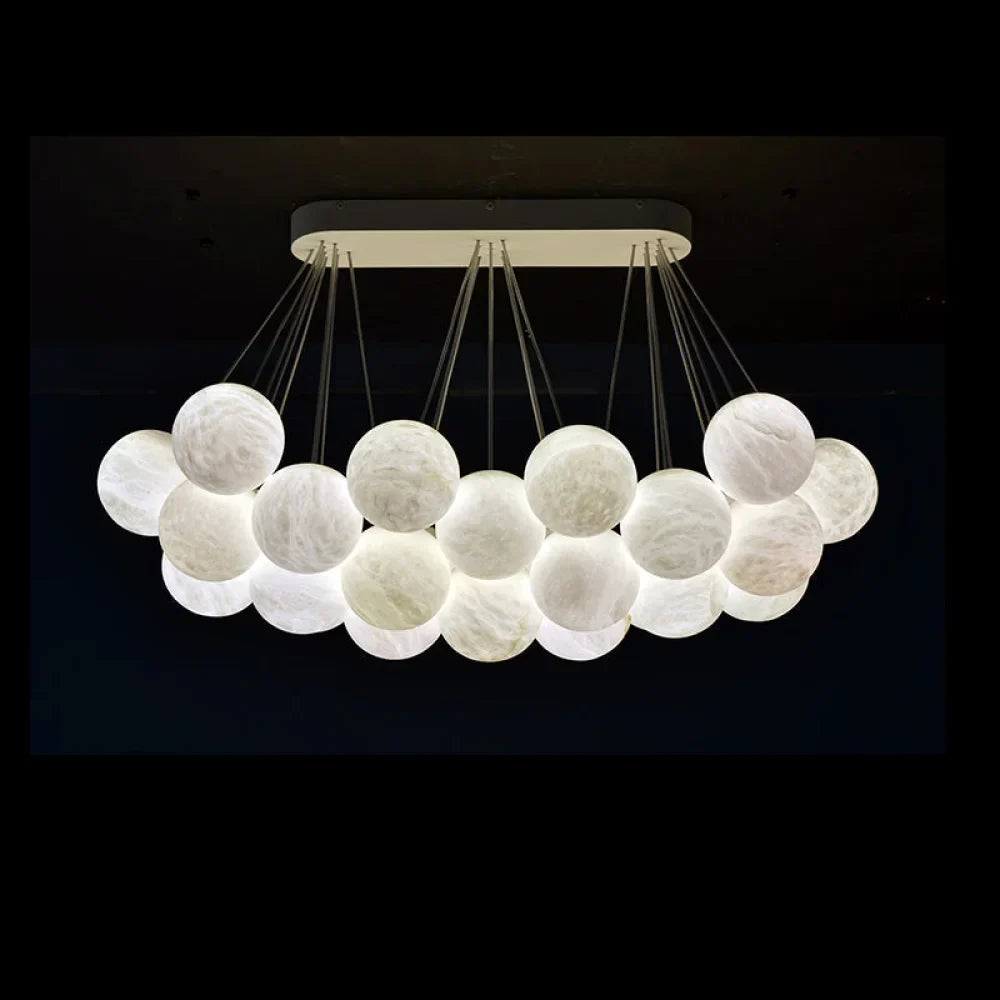 Tristan Modern Rectangular Chandelier Alabaster Ball Chandelier - Alabaster, Alabaster lightings, Ball, Bedroom, CCCC, Chandelier, Chandeliers, Dining & Kitchen, Dining Room, entryway, foyer, Hallway, Hotel, Living Room, Modern, Rectangular-1-Luxehomezone