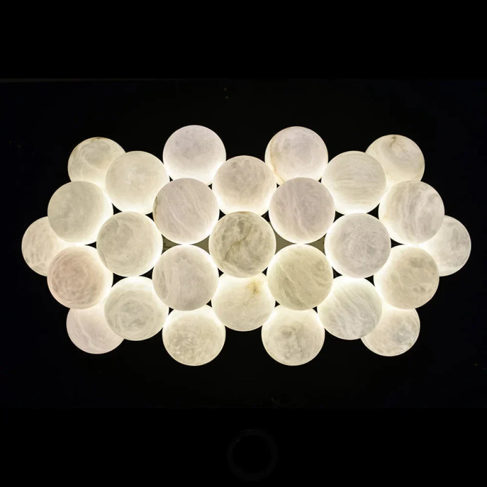Tristan Modern Rectangular Chandelier Alabaster Ball Chandelier - Alabaster, Alabaster lightings, Ball, Bedroom, CCCC, Chandelier, Chandeliers, Dining & Kitchen, Dining Room, entryway, foyer, Hallway, Hotel, Living Room, Modern, Rectangular-1-Luxehomezone