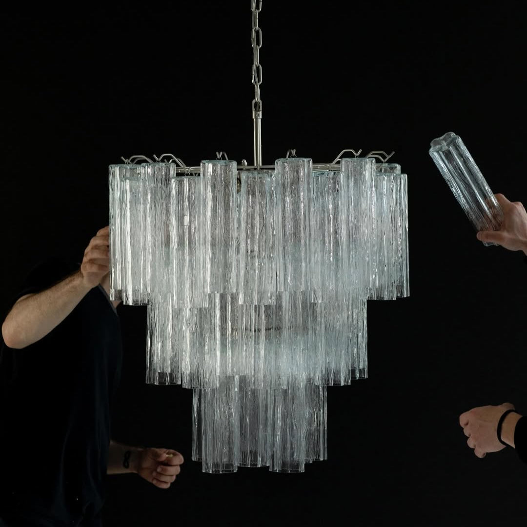 Tronchi Murano Chandelier – 52 tubes – Opal