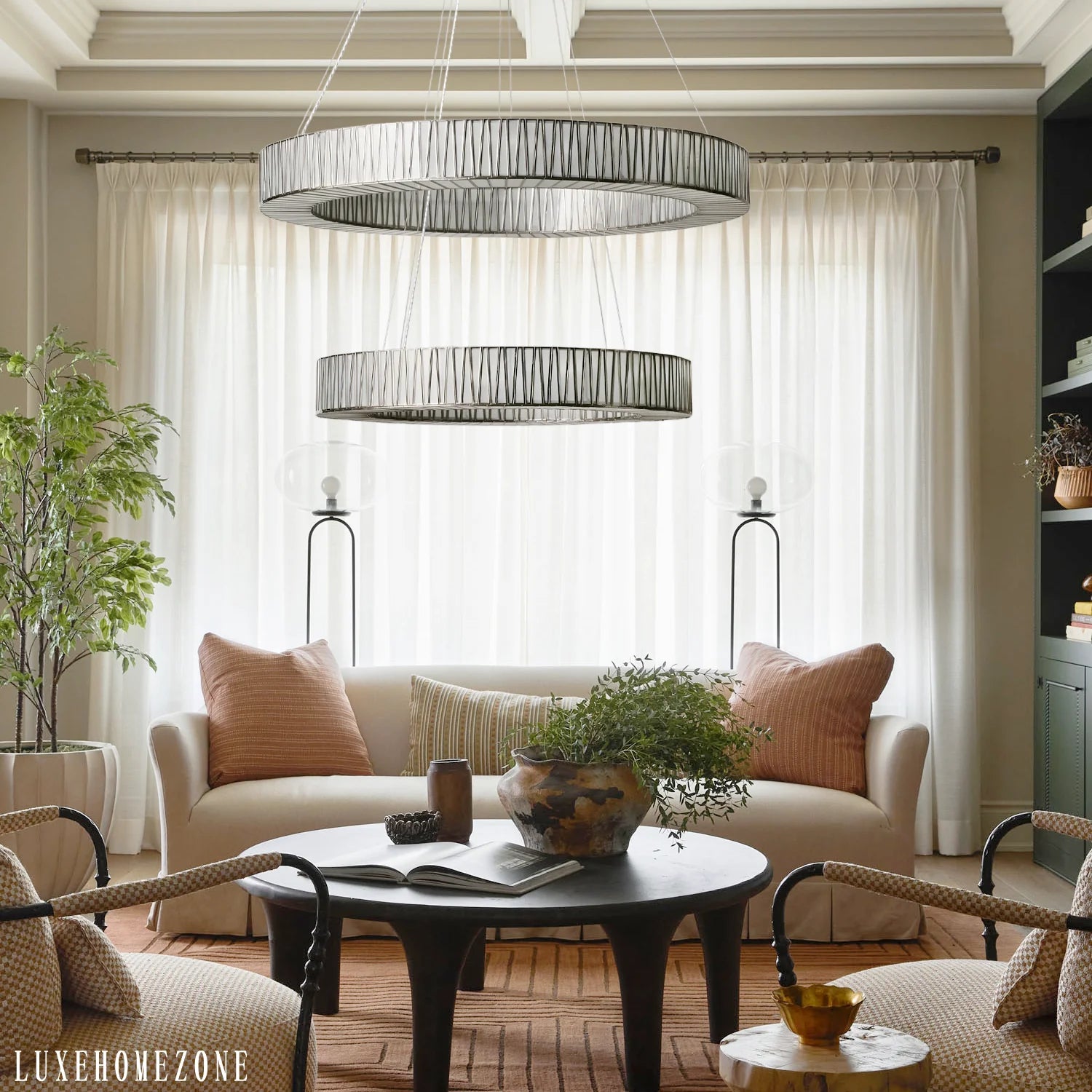 Art Glass Jeunet 2-Tier Round Chandelier