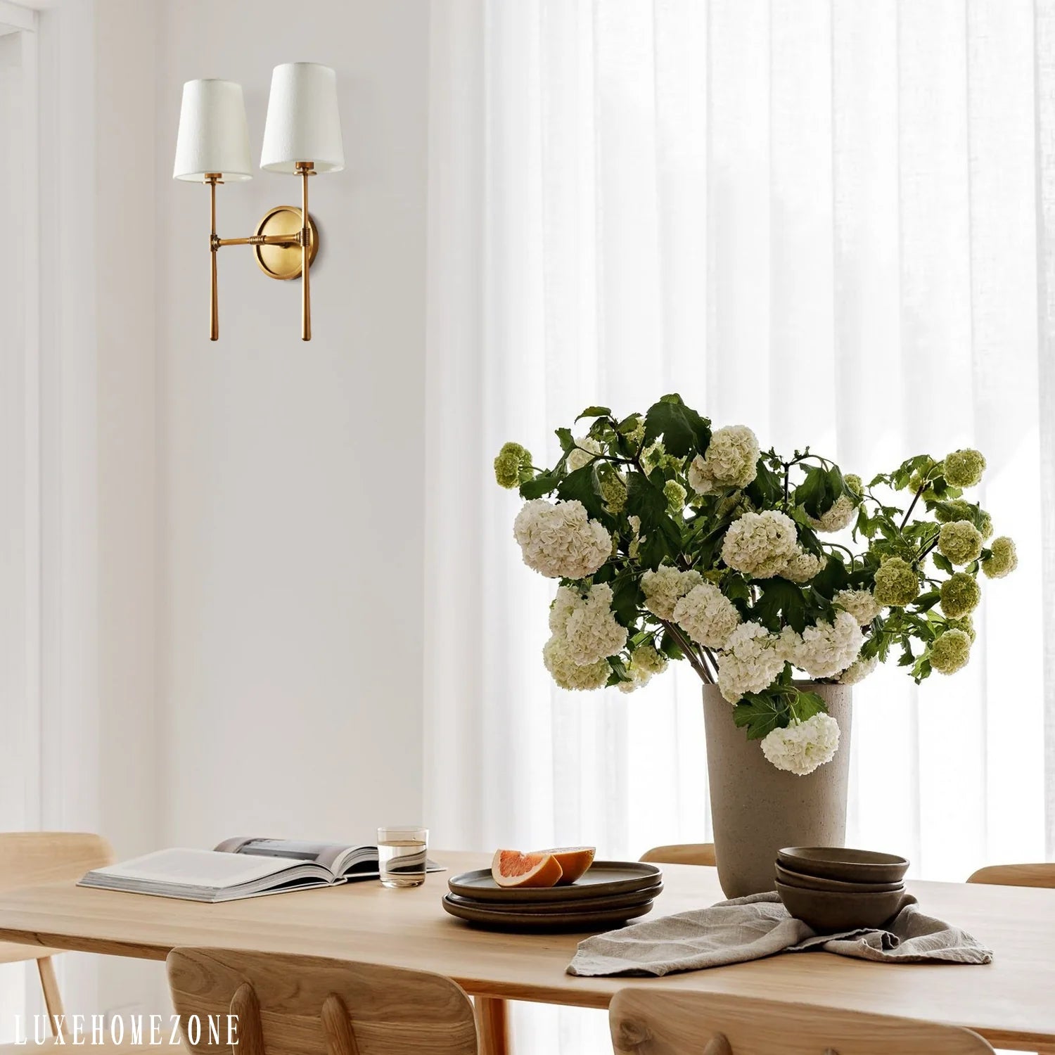 Art Fabric Lamp Shade Rhode Double Wall Sconce