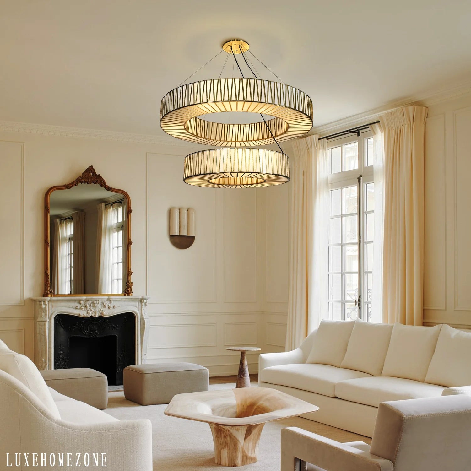 Art Glass Jeunet 2-Tier Round Chandelier