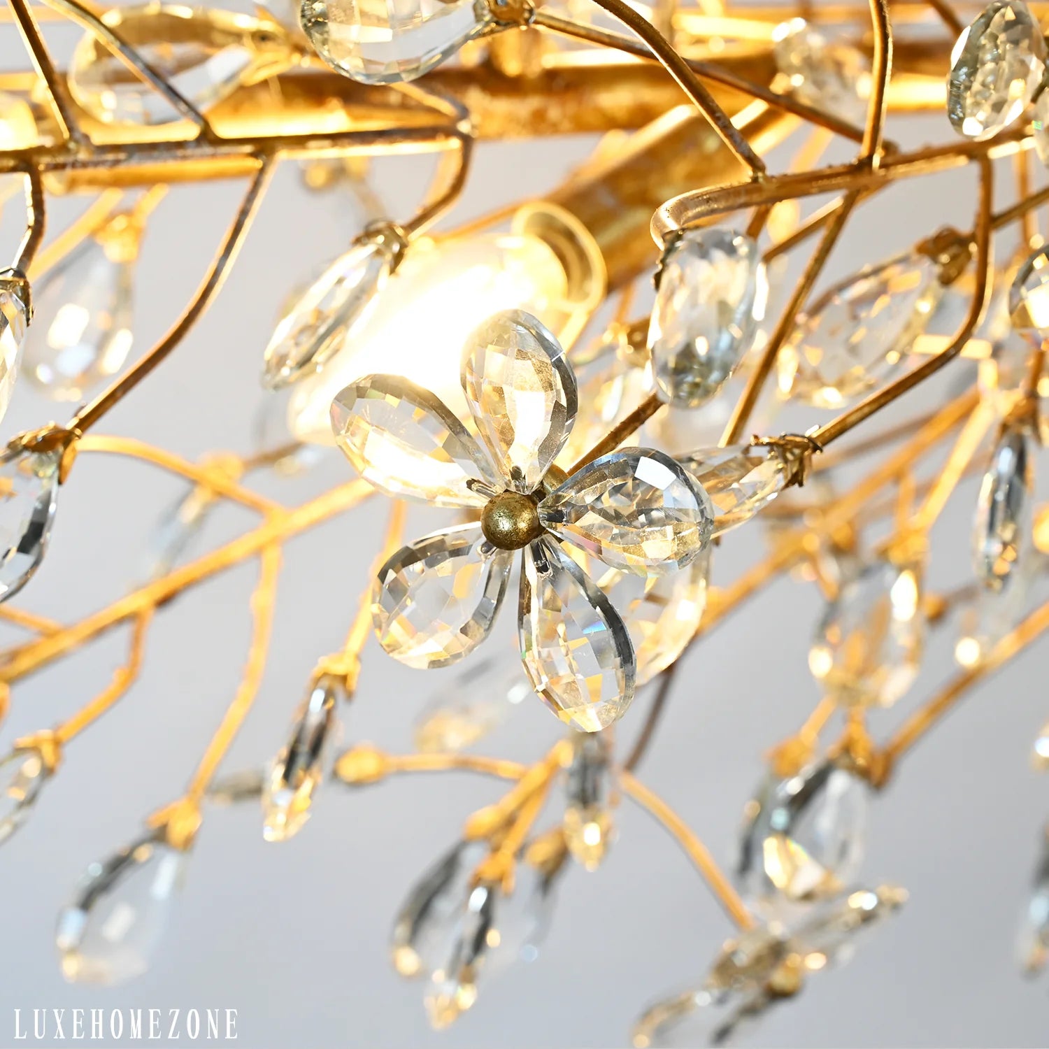 Fiore Crystal Flowers Linear Chandelier  43" 51" 68"