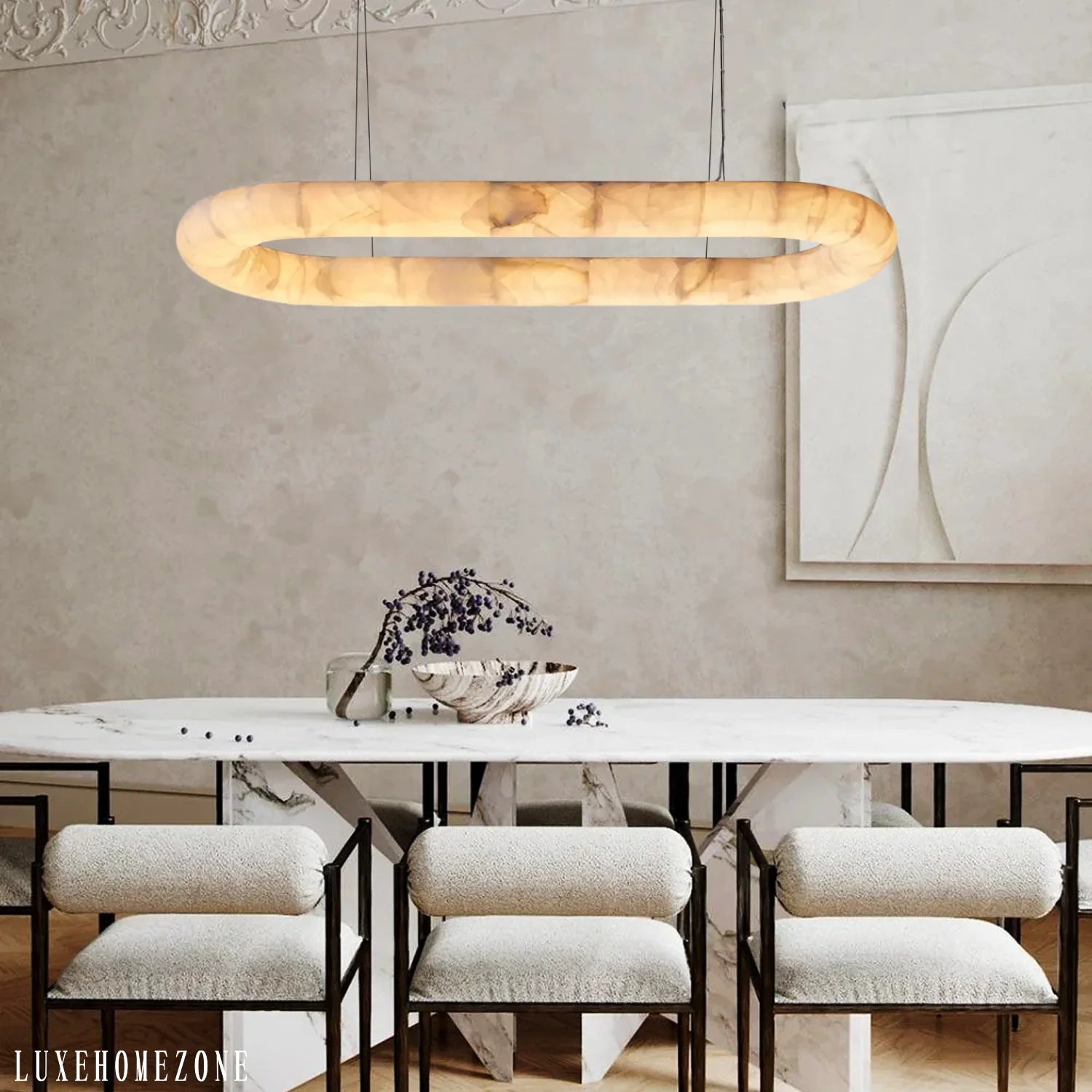 Lisse Alabaster Oval Chandelier 57" 74"
