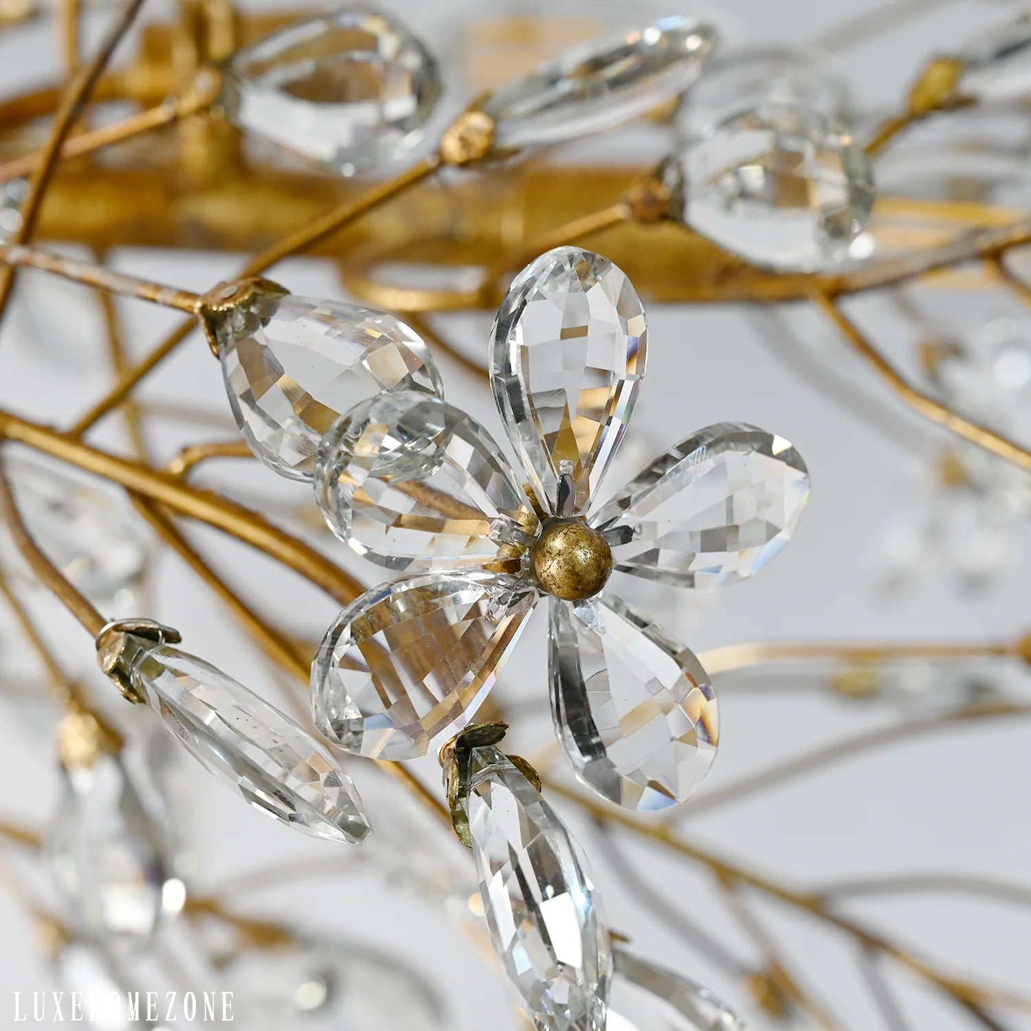 Fiore Crystal Flowers Linear Chandelier  43" 51" 68"