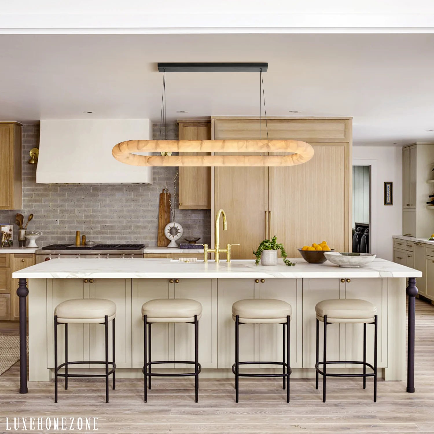 Lisse Alabaster Oval Chandelier 57" 74"